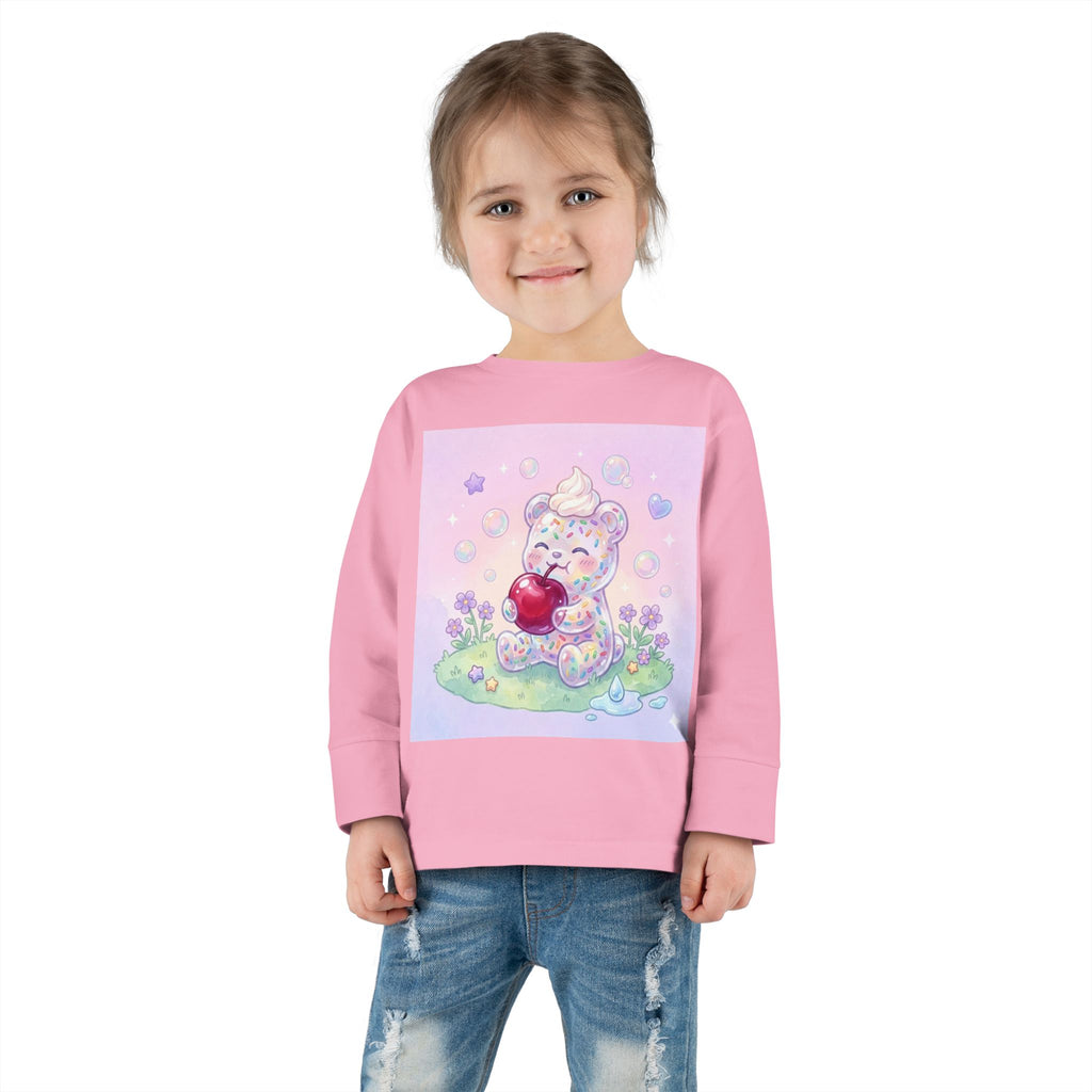 White Birthday Sprinkles with Cherry Snack, Oozy Bear Friend- Graphic Long Sleeve Shirt