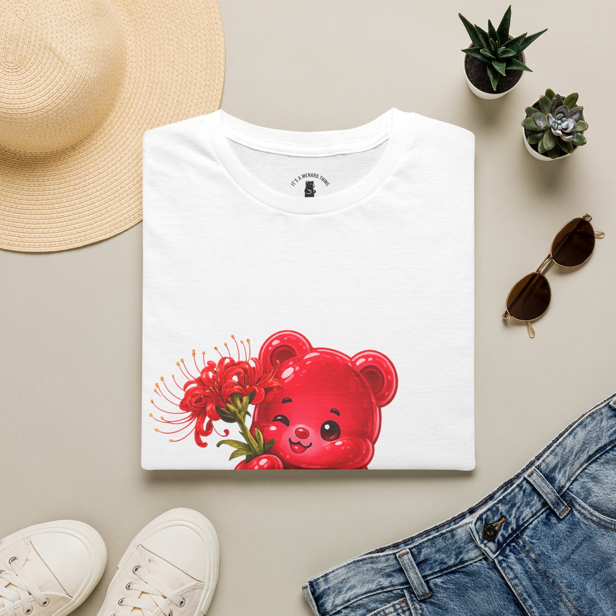 Blooming Spider Lily Special, Red Oozy Bear Gummy Friend- Graphic Shirt