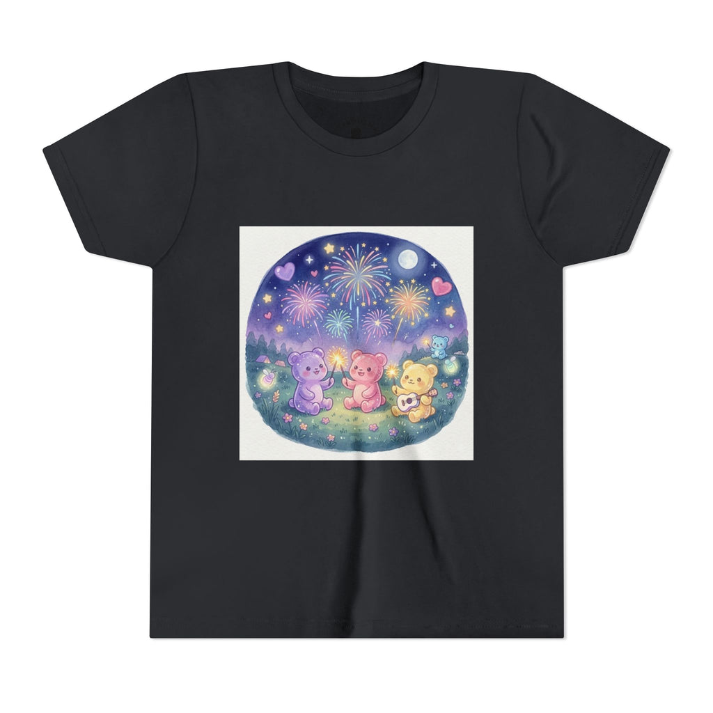Gooey Gummy Bear Friends Watching Fireworks Youth Short Sleeve Shirt