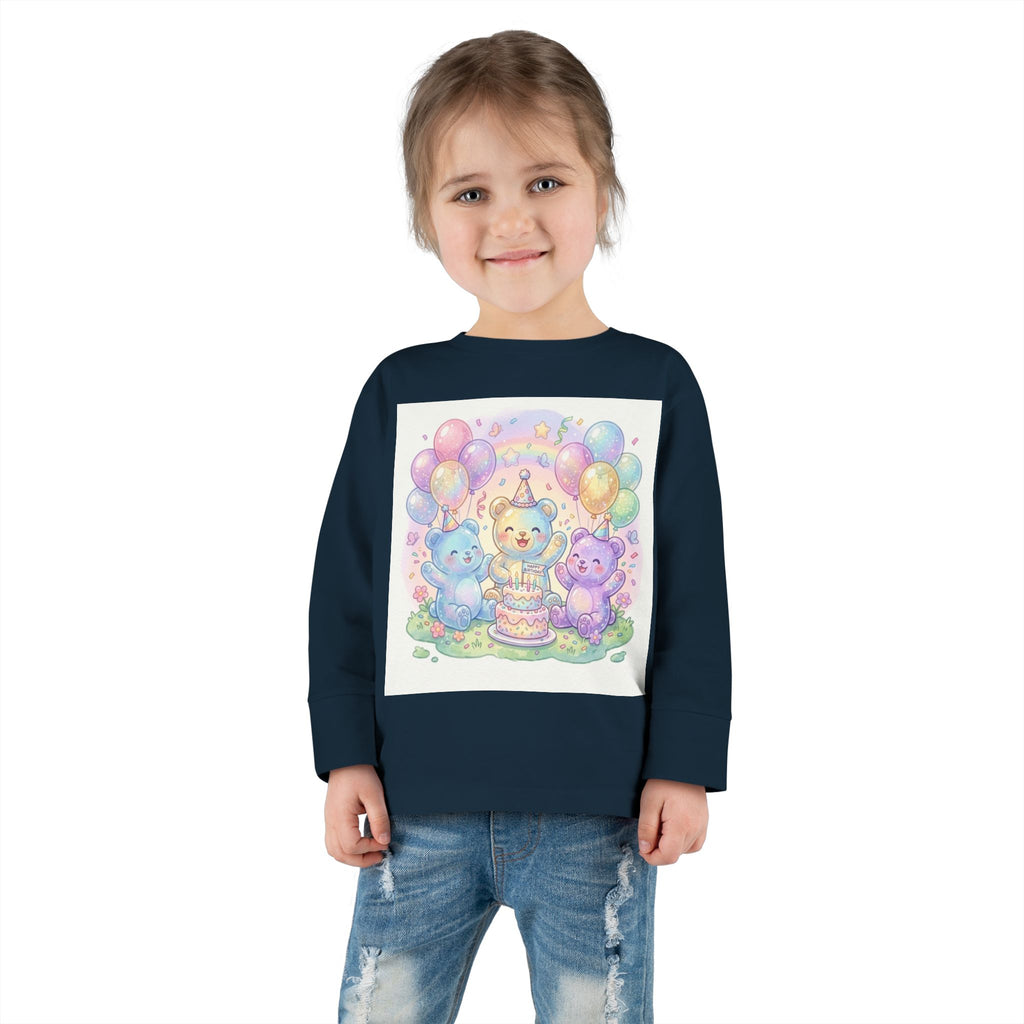 Pastel Birthday Oozy Bear Party Bash, Special Friends Celebration- Graphic Long Sleeve Shirt
