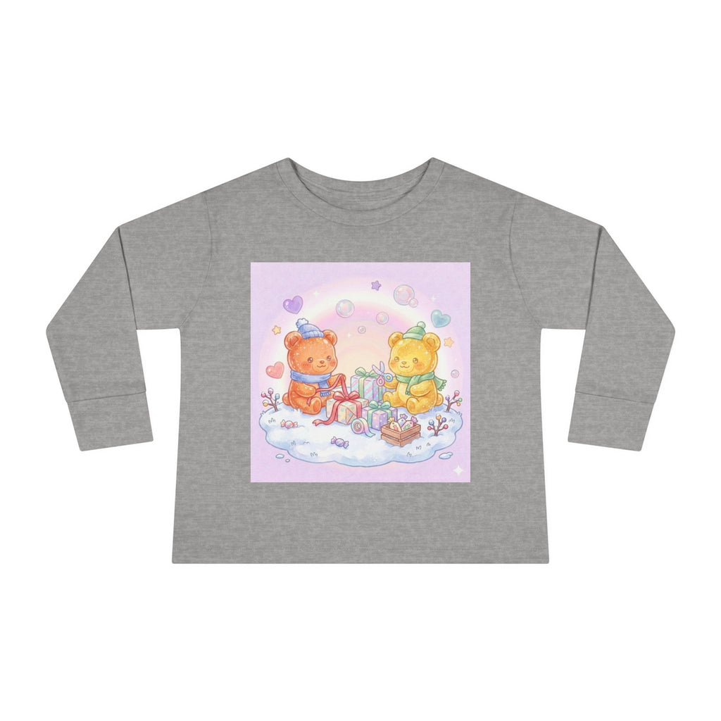 Holiday Gift Giving, Oozy Bear Friends In Snow- Graphic Long Sleeve Shirt