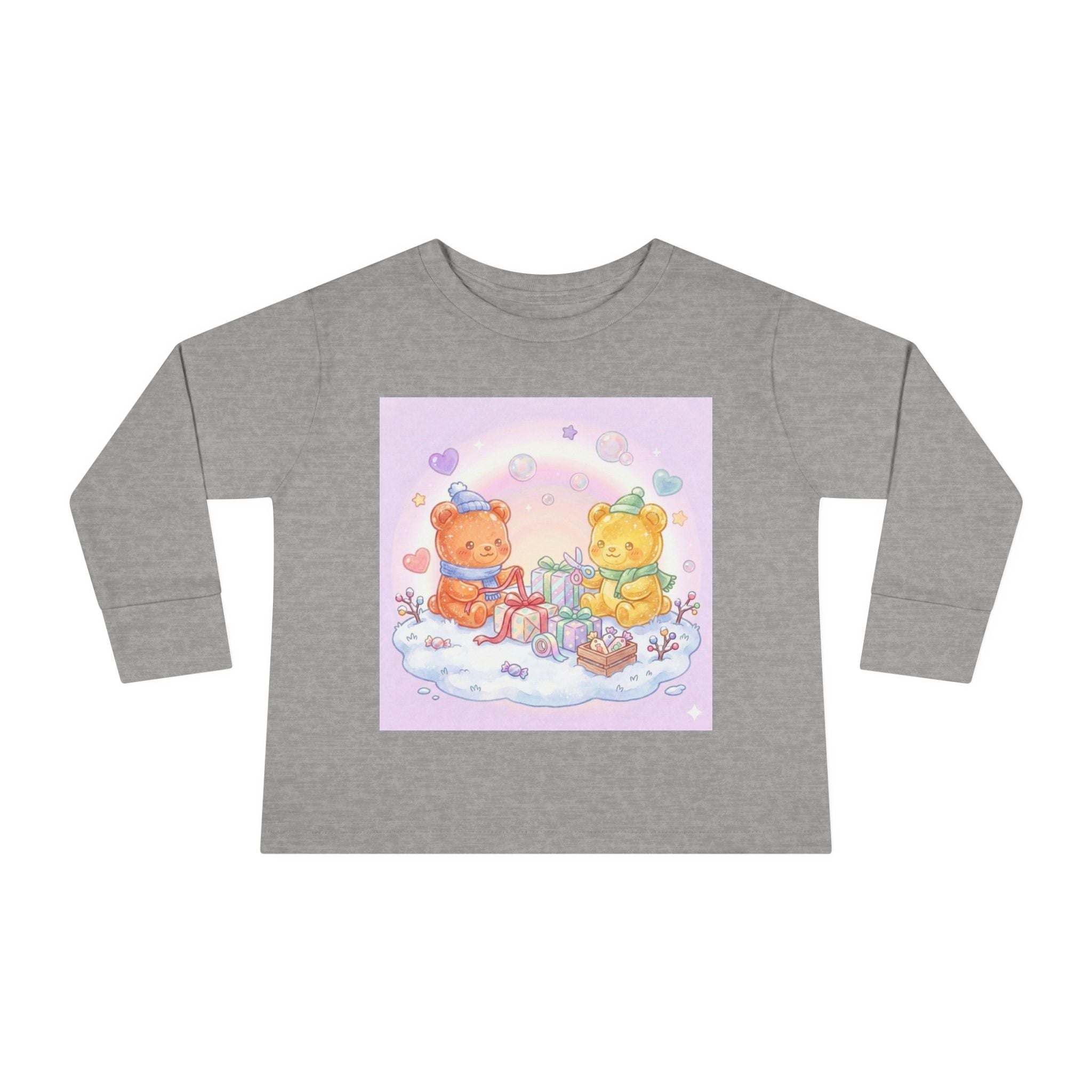 Holiday Gift Giving, Oozy Bear Friends In Snow- Graphic Long Sleeve Shirt