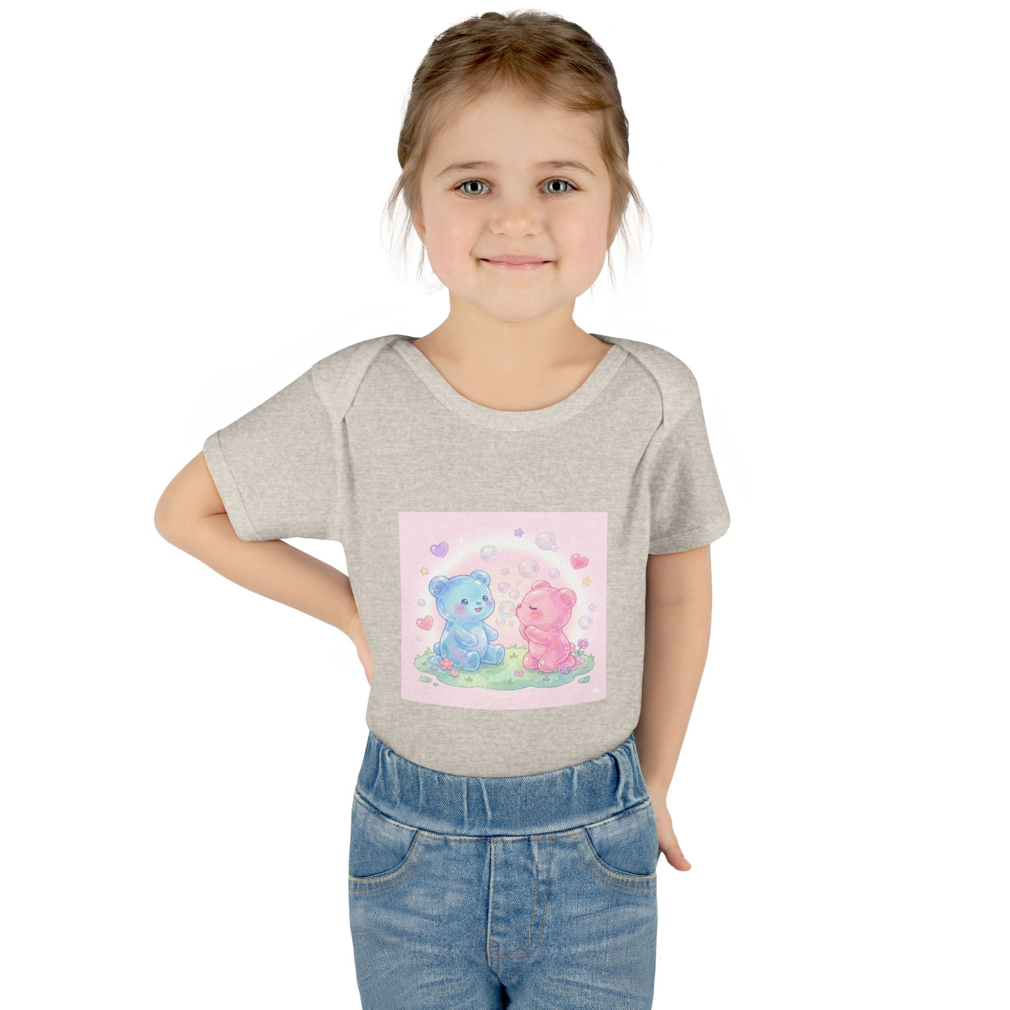 Baby Bodysuit — Pastel Blue & Pink Gooey Gummy Bears Cute Newborn Onesie