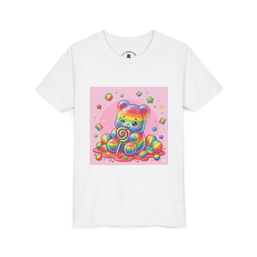 Rainbow Stripe Gooey Gummy Bear Youth T-Shirt