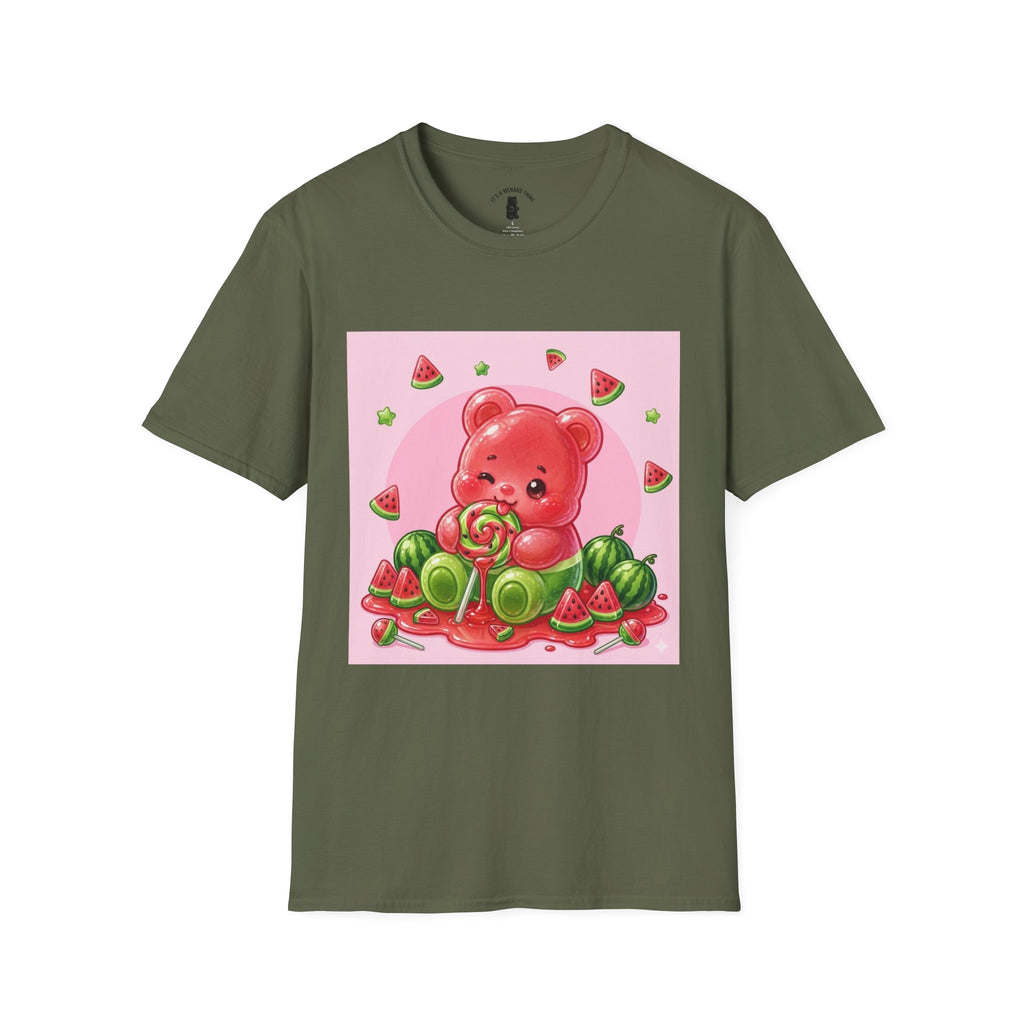 Watermelon Lollipop Gooey Gummy Bear T-Shirt — Kawaii Fruit Graphic Tee