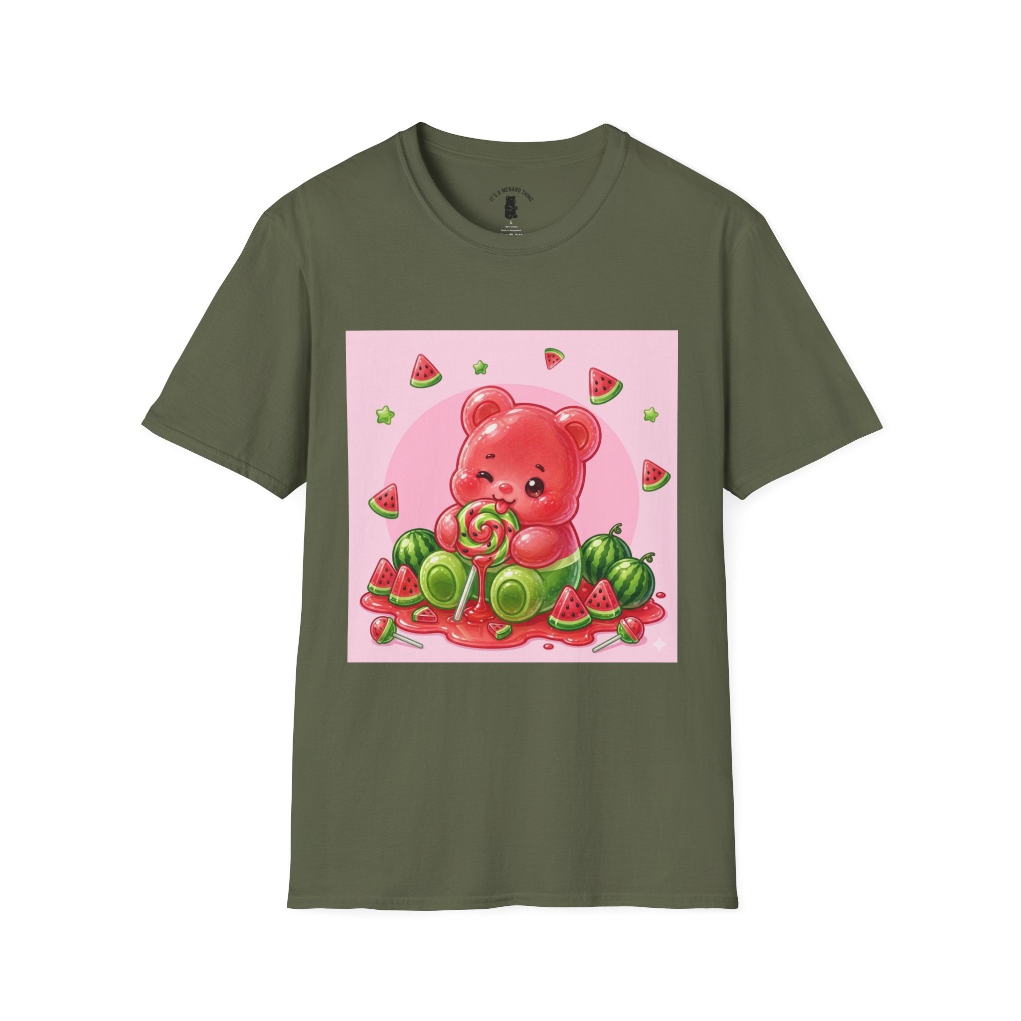 Watermelon Lollipop Gooey Gummy Bear T-Shirt — Kawaii Fruit Graphic Tee