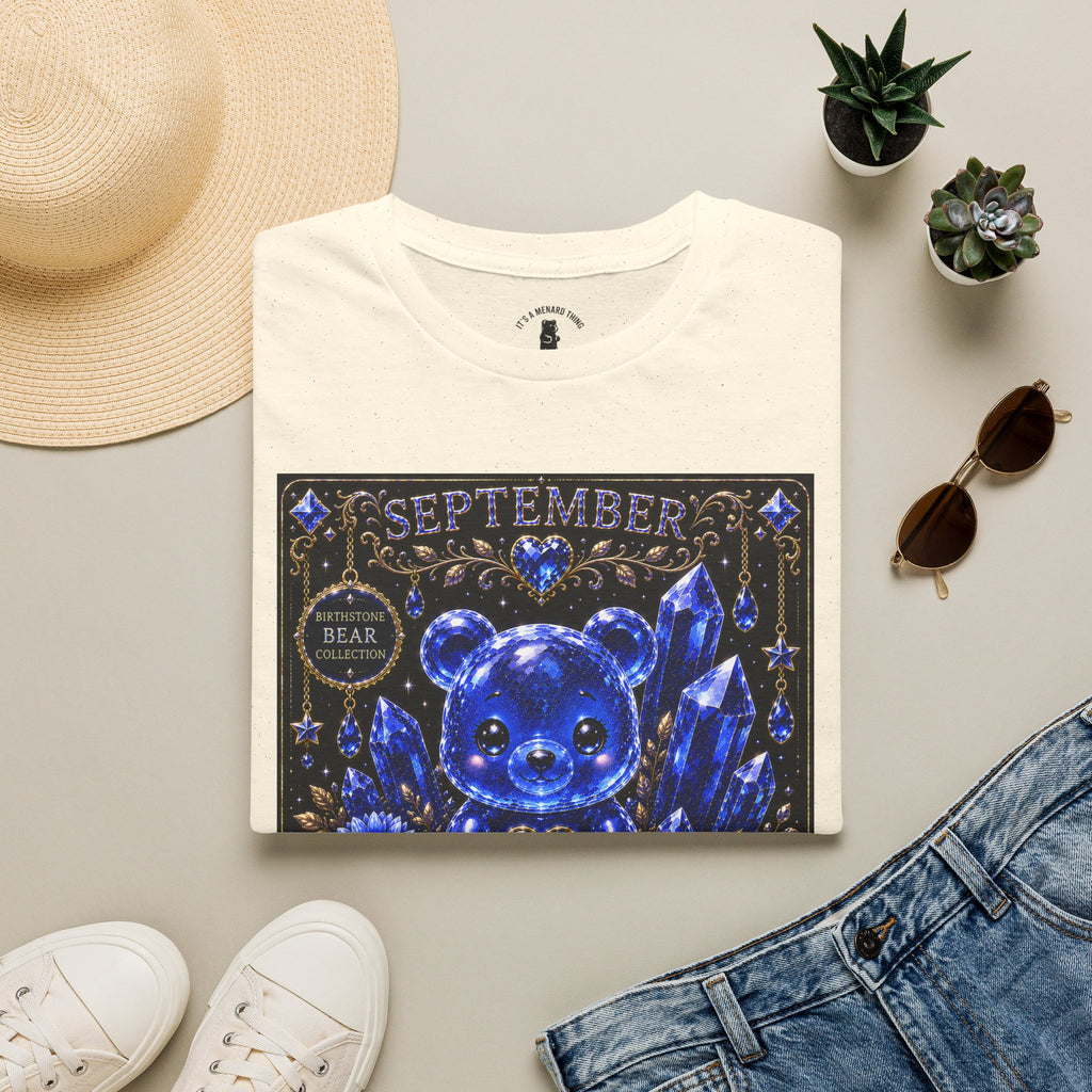 September Sapphire Crystal Oozy Bear Birthstone Addition- Graphic Shirt