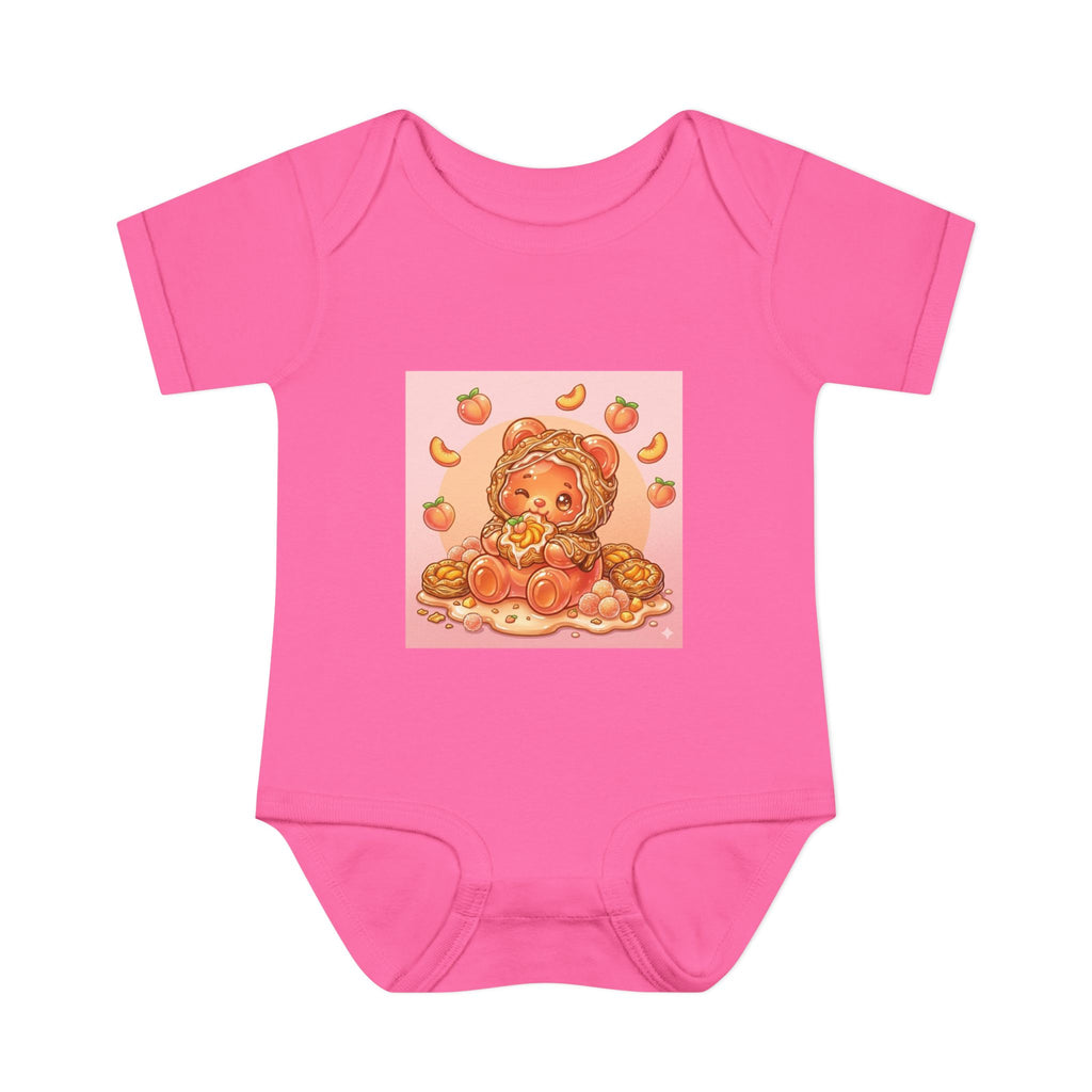 Peach Danish Gooey Gummy Bear in Puff Pasterie PJs Baby Onesie
