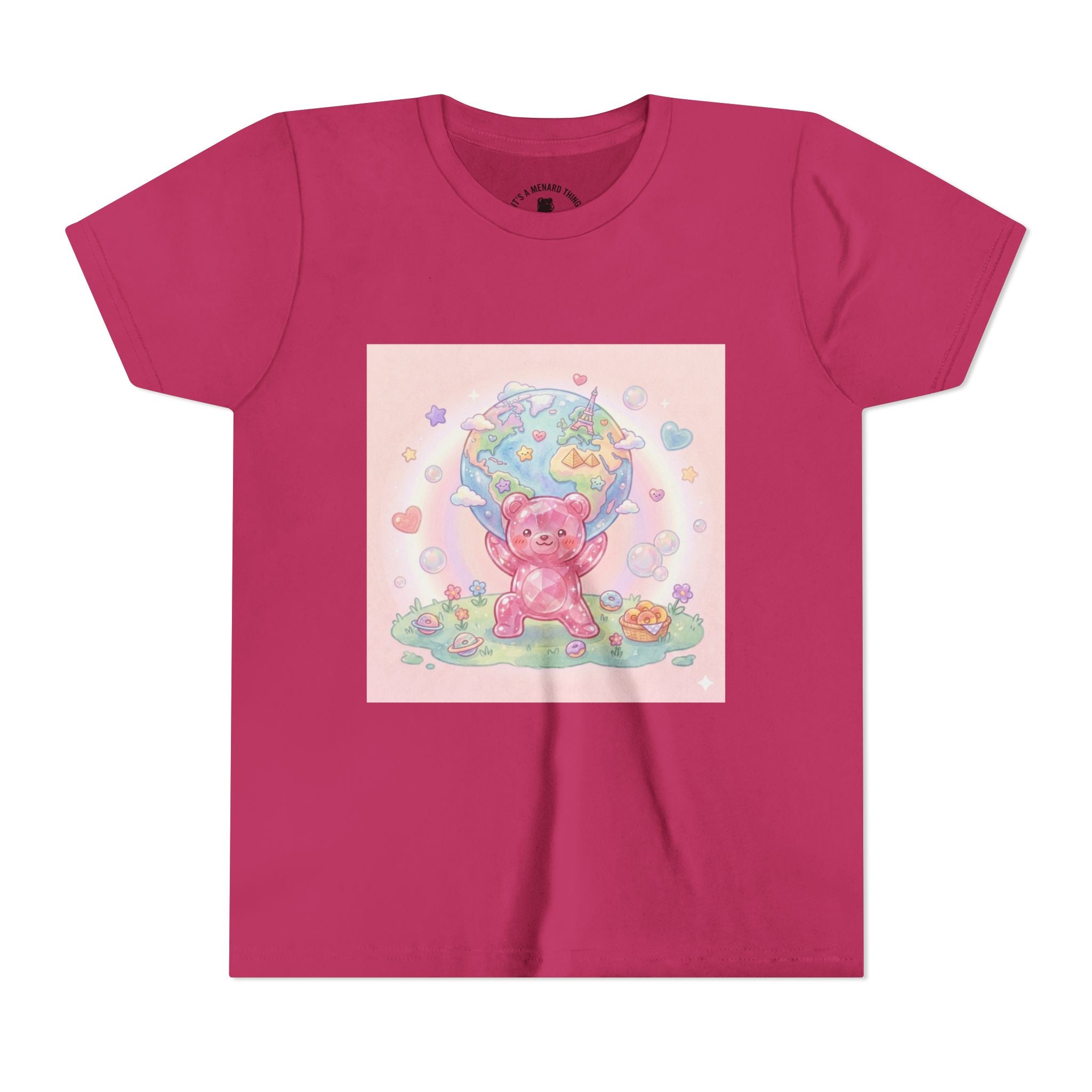 World Atlas, Weight of the Gummy World Pink Gooey Bear- Pastel Graphic Youth T-Shirt