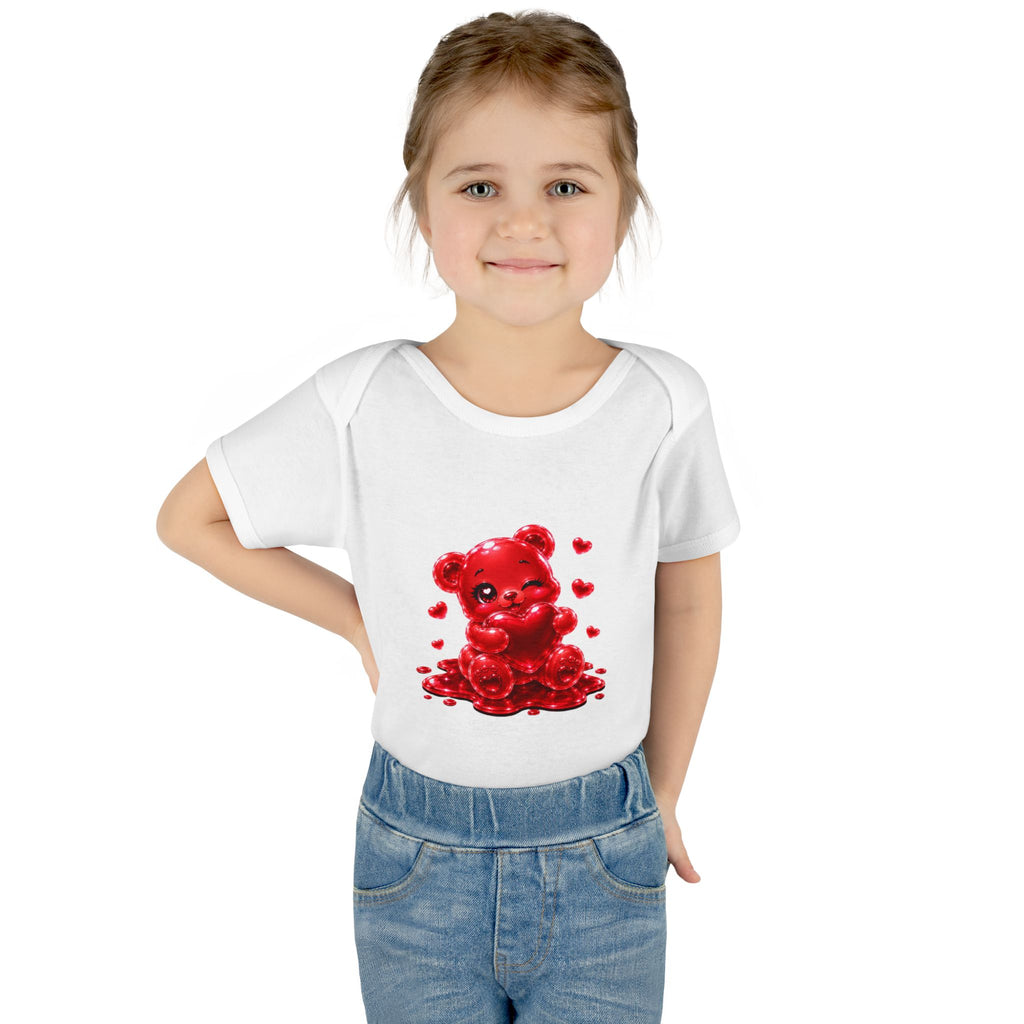 Special Red Heart Oozy Bear Baby Gummy Cutie Addition- Graphic Onesie