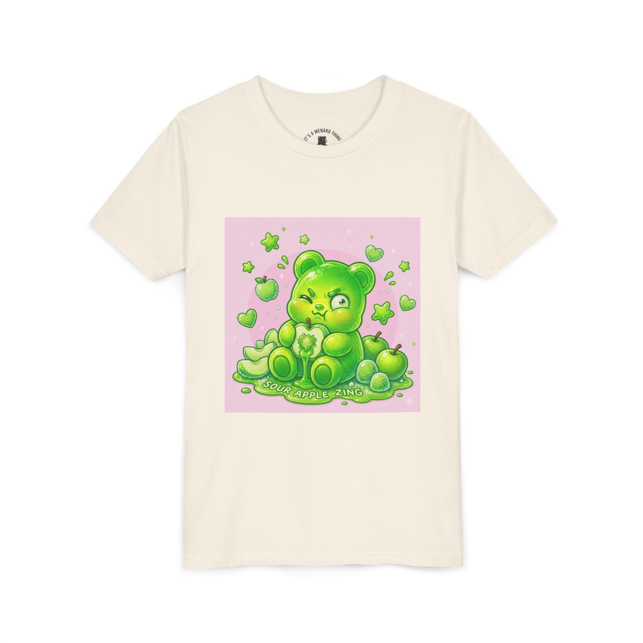 Neon Green Sour Apple Gooey Gummy Bear Graphic Youth Shirt