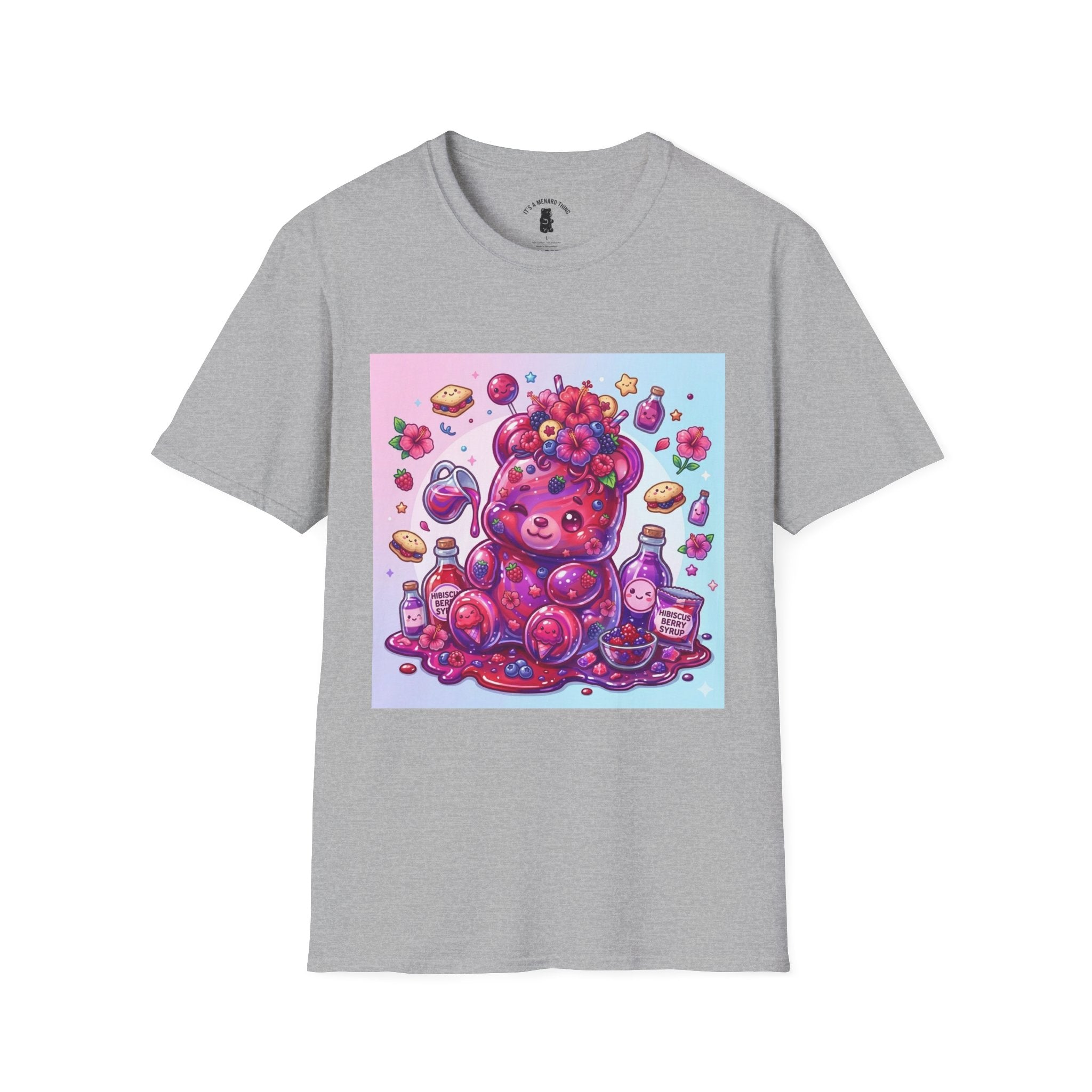 Hibiscus and Mixed Berry Jam, Exotic fruit Flower Gooey Gummy — Kawaii Illustrated T-Shirt