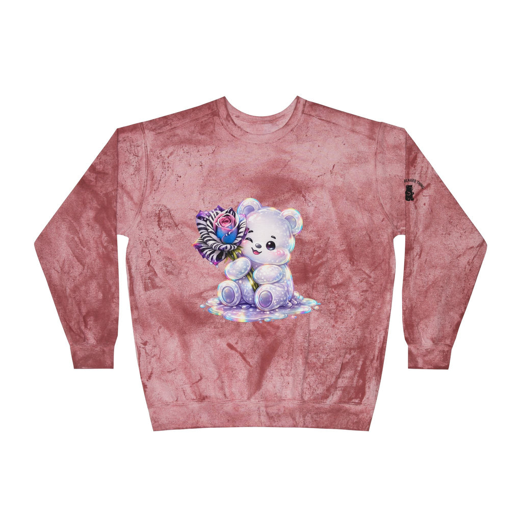 Illustration Pretty Rose, White prism Gooey Gummy Bear-Kawaii Graphic Sweatshirt