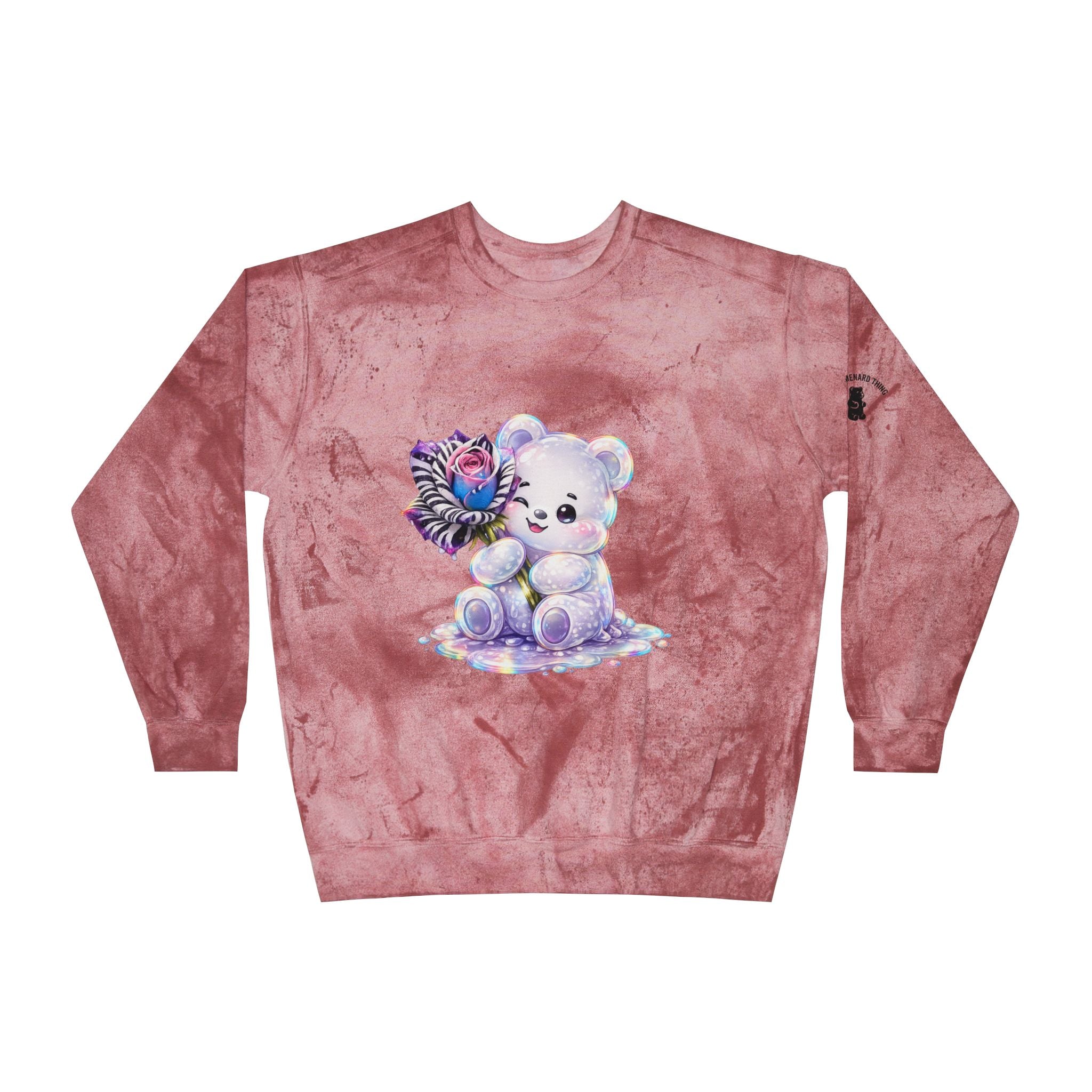 Illustration Pretty Rose, White prism Gooey Gummy Bear-Kawaii Graphic Sweatshirt