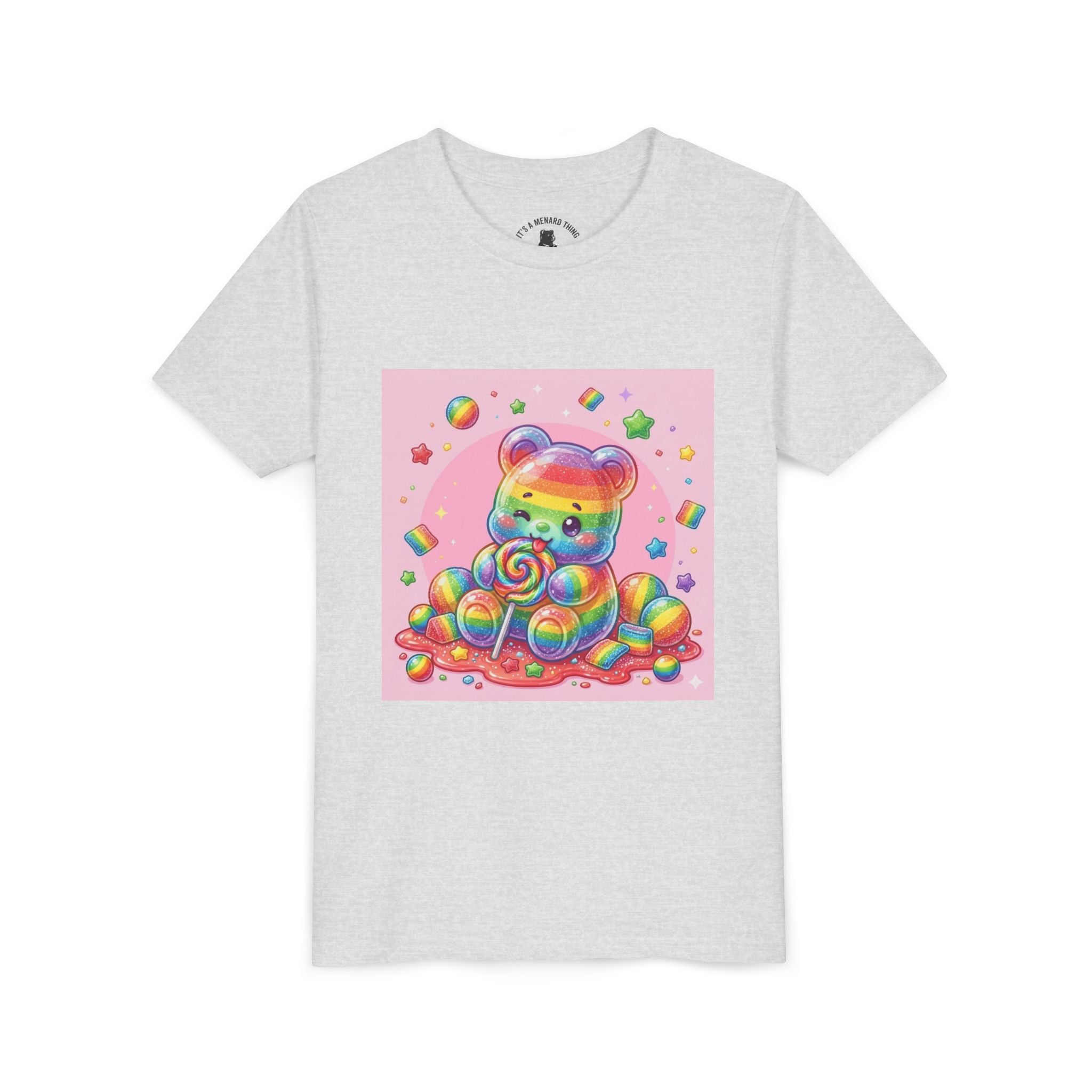 Rainbow Stripe Gooey Gummy Bear Youth T-Shirt