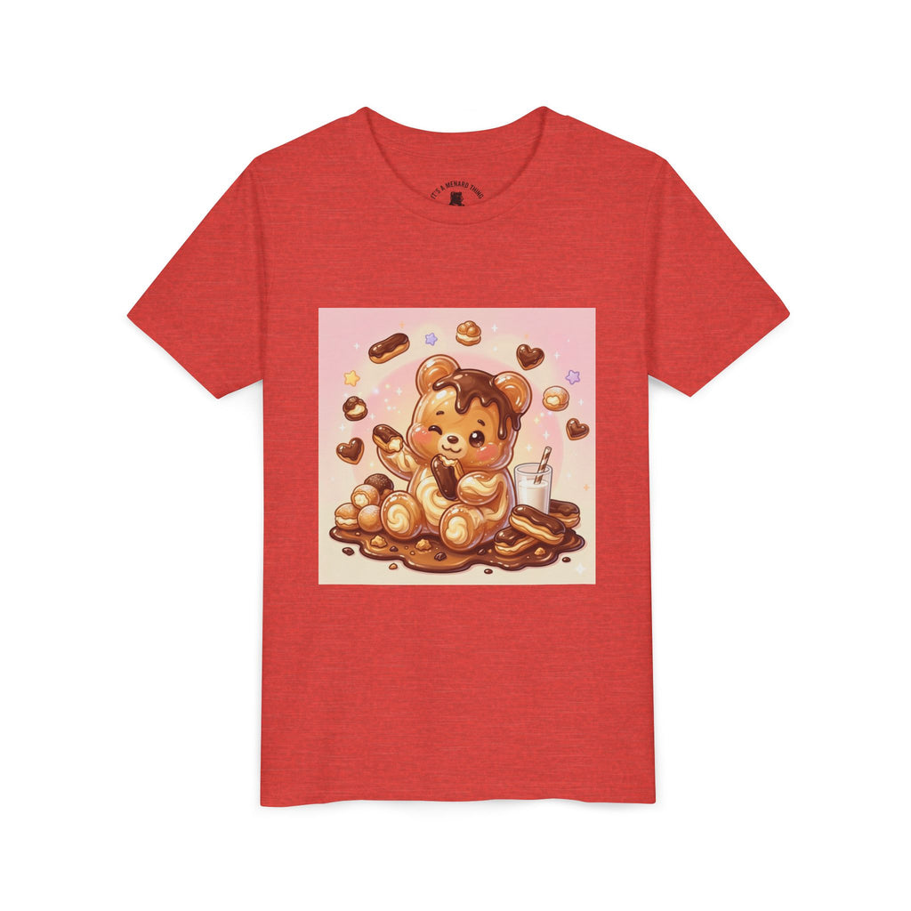Cute Chocolate Eclair & Milk Gooey Gummy Bear Youth T-Shirt