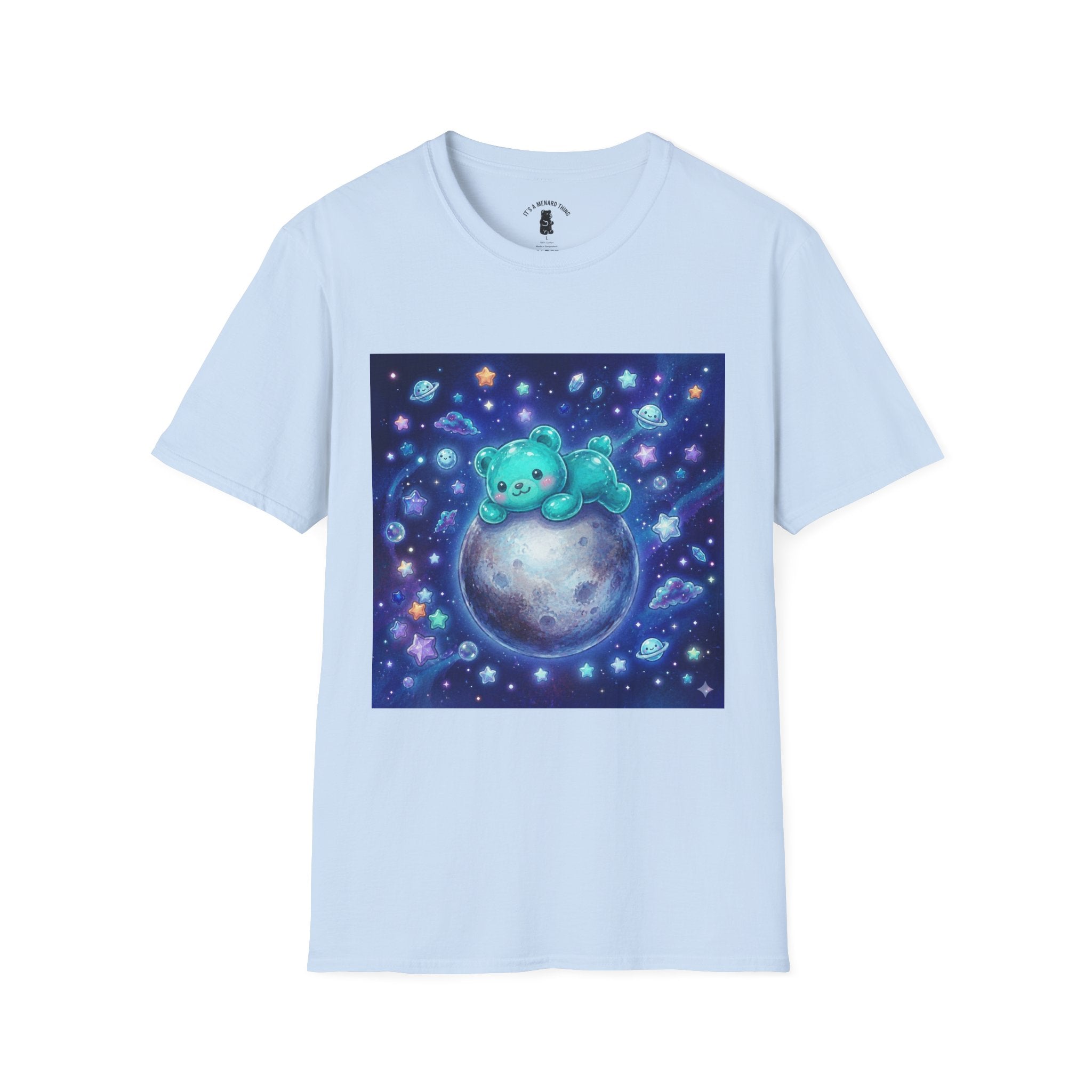 Lets Nap with Pluto, Teal Crystal Blue Gooey Gummy Bear- Kawaii Graphic T-Shirt