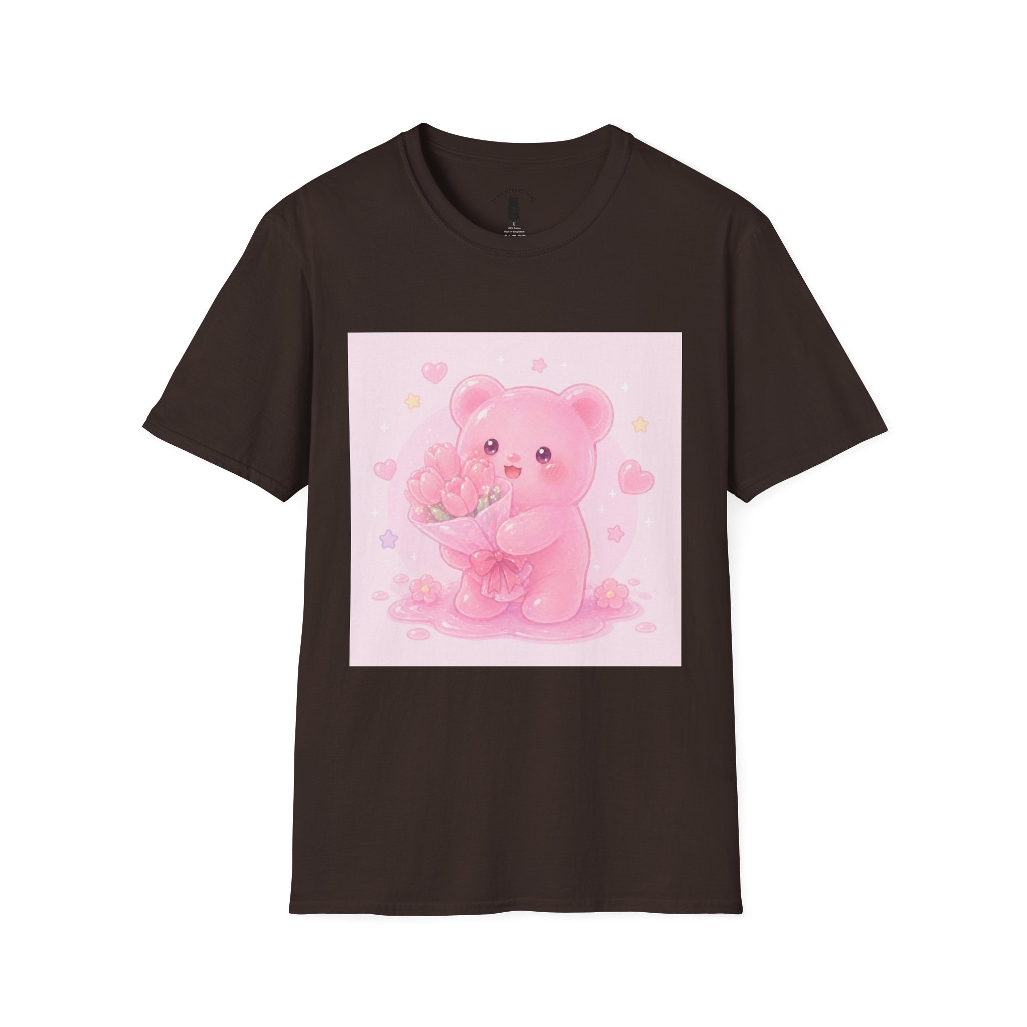 Gooey Pink Gummy Bear Bouquet T-Shirt — Kawaii Valentine Floral Tee