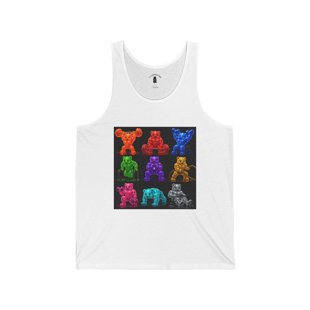 Fitness Panel Grid, Oozy Buff Bears Gym Addition- Workout Graphic Tank Top