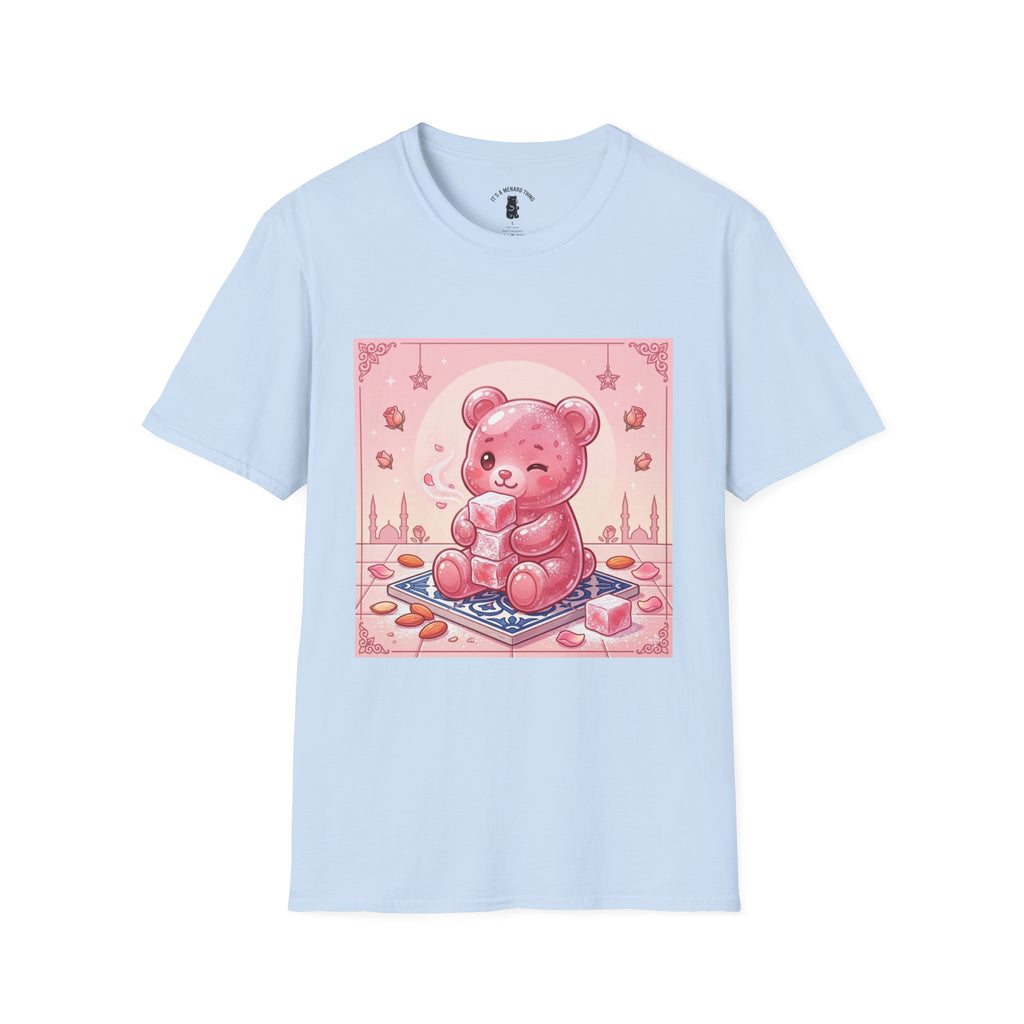 Rose Water Turkish Delight, Pink Gooey Gummy Bear— Kawaii Illustration