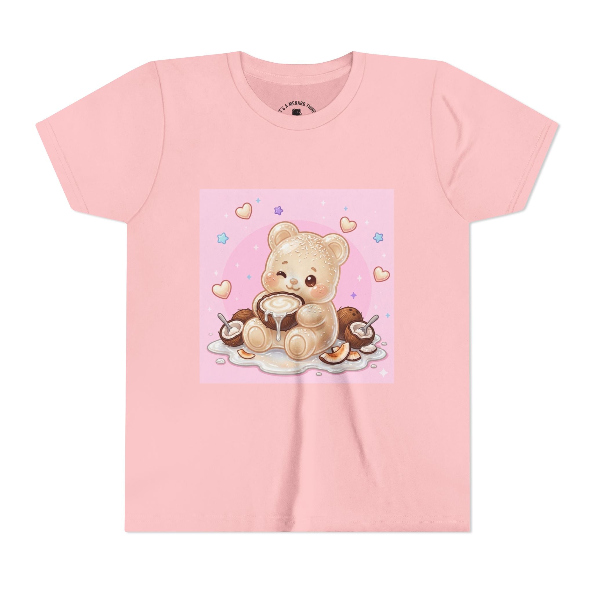 Gooey Gummy Coconut Milk Bear Kids T-Shirt (Pink Hearts)