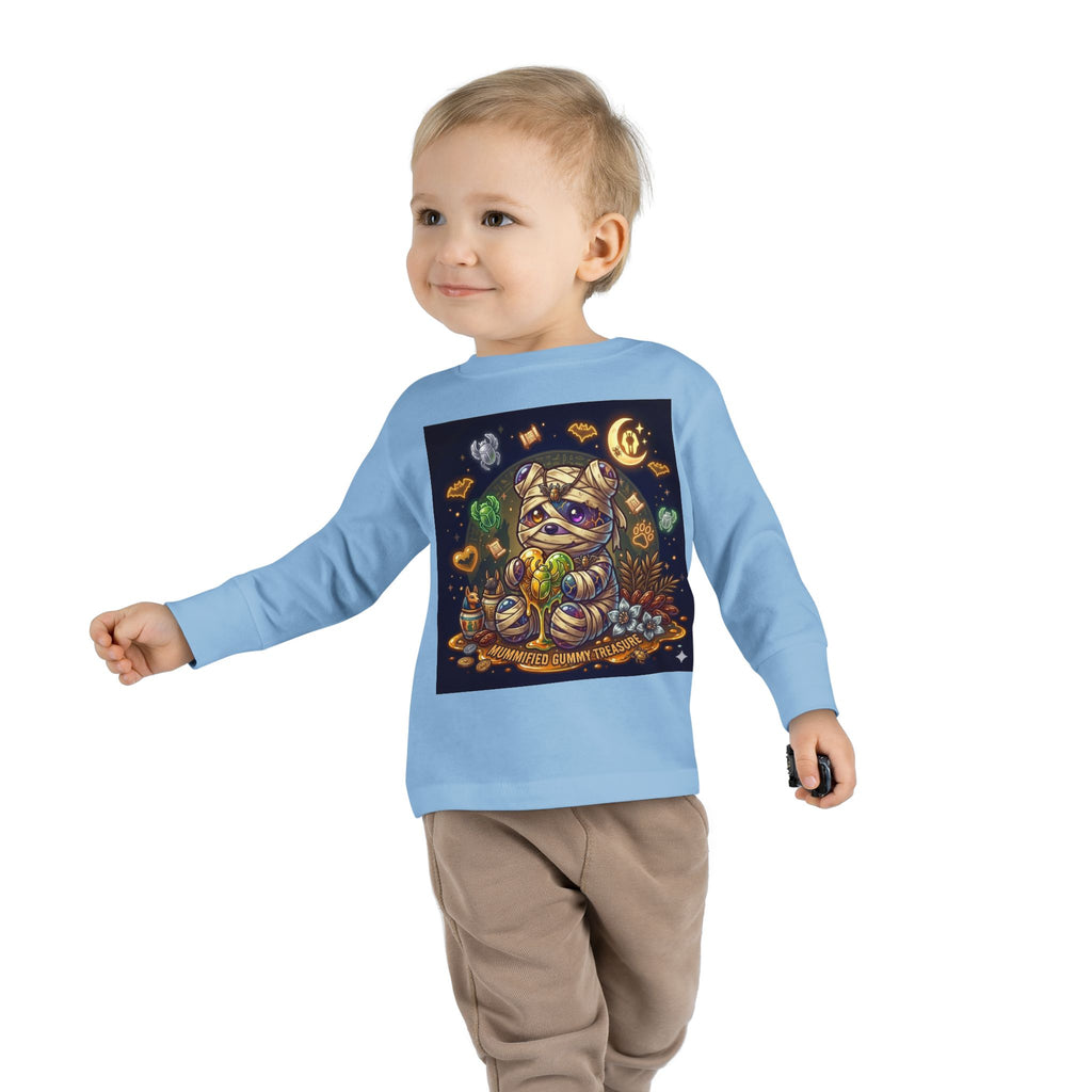 Cute Mummy Halloween Oozy Bear Special- Kids Graphic Long Sleeve Shirt
