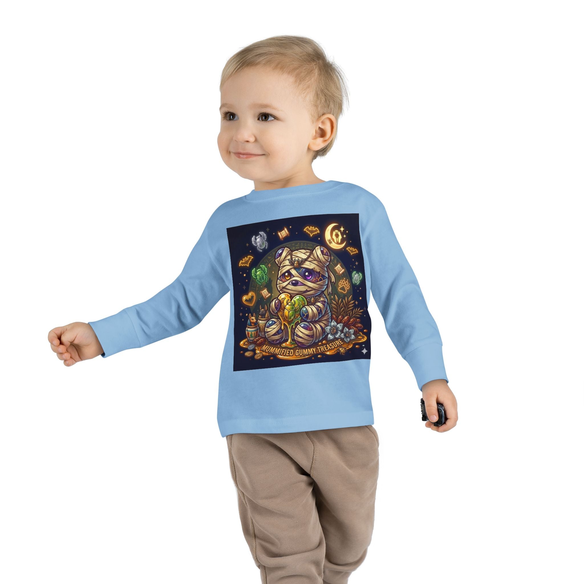 Cute Mummy Halloween Oozy Bear Special- Kids Graphic Long Sleeve Shirt