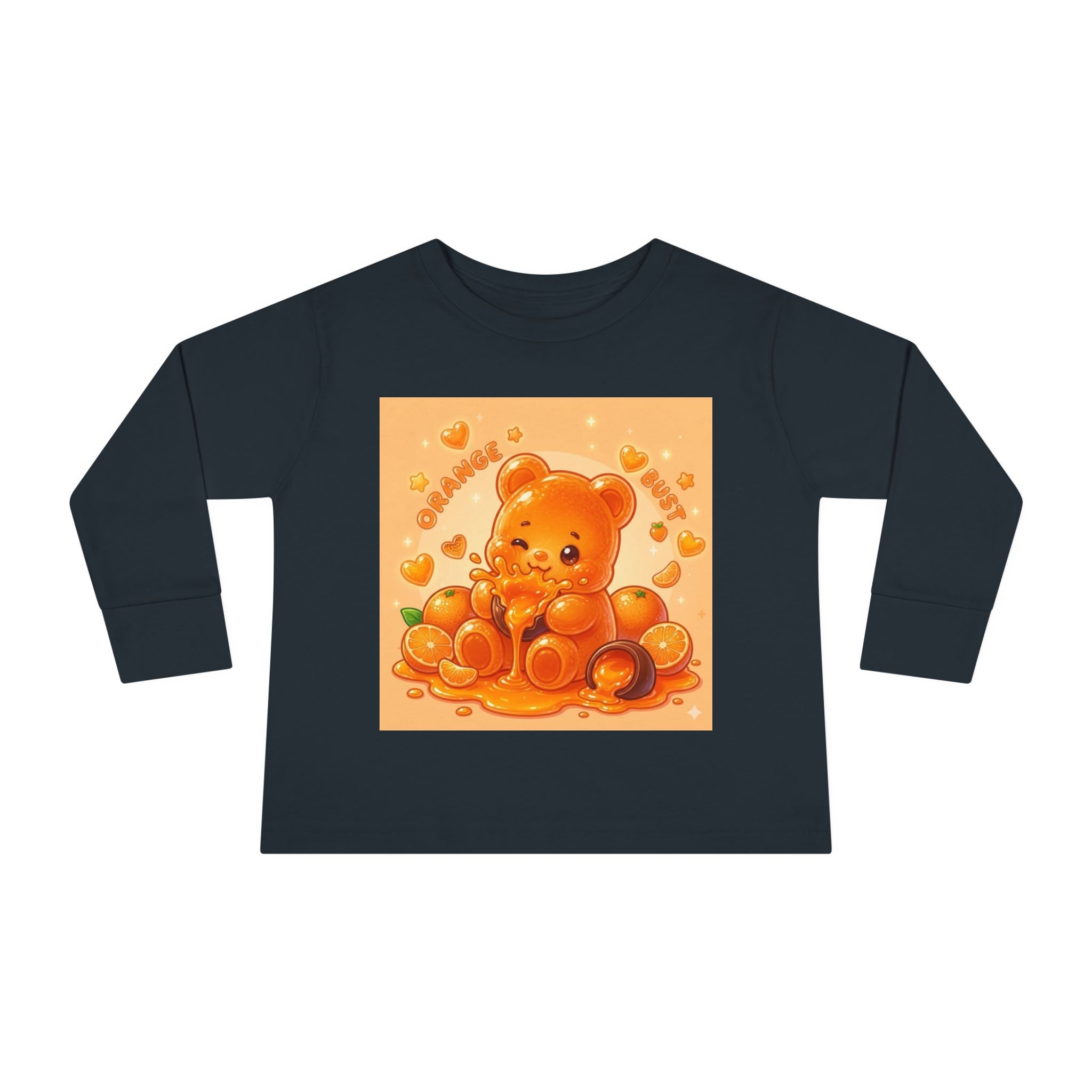 Sweet Ripe Orange, Oozy Fruit Gummy Bear Friend- Kids Long Sleeve Graphic Shirt