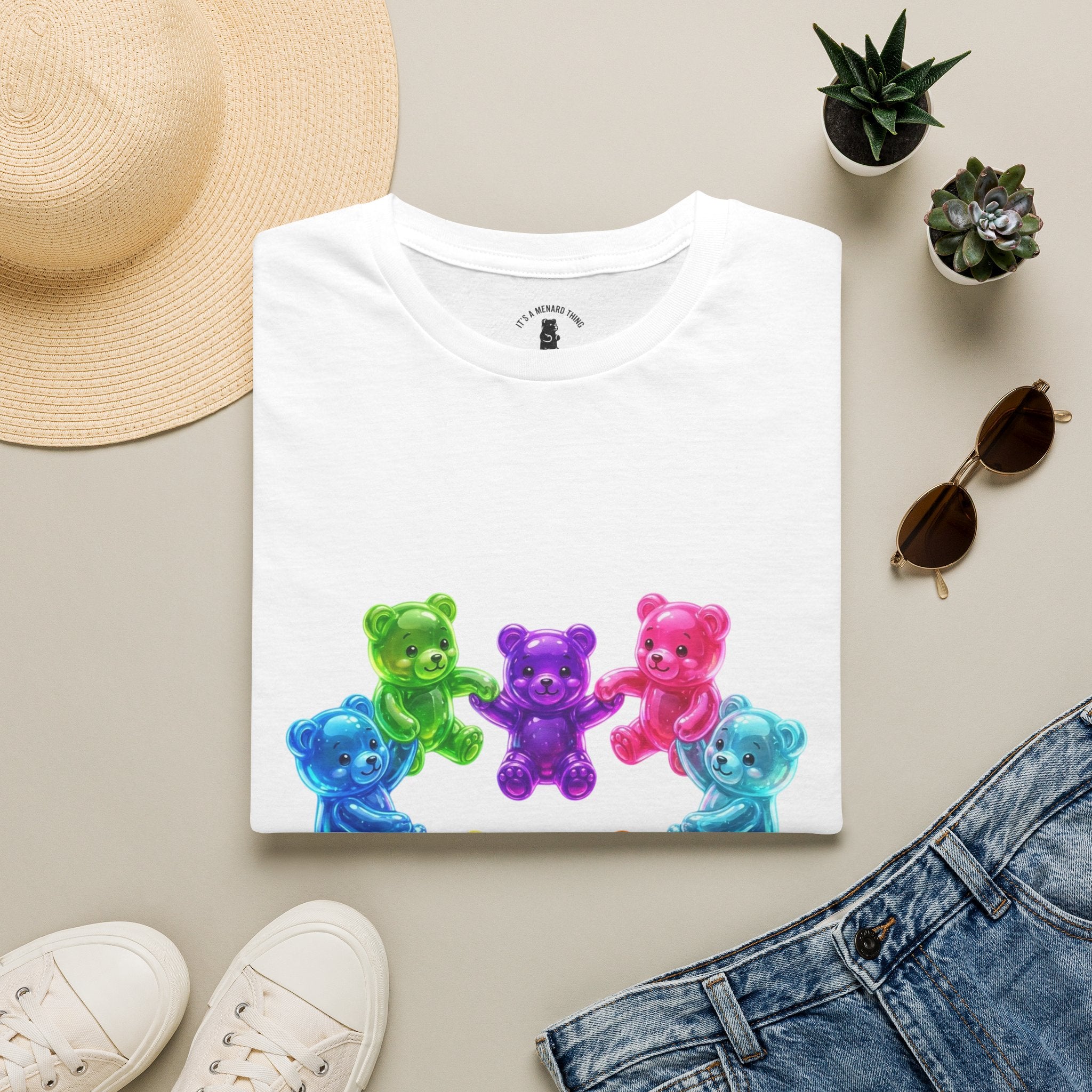 Holding Hands Into Heart Oozy Bear Gummy Friends- Graphic Shirt