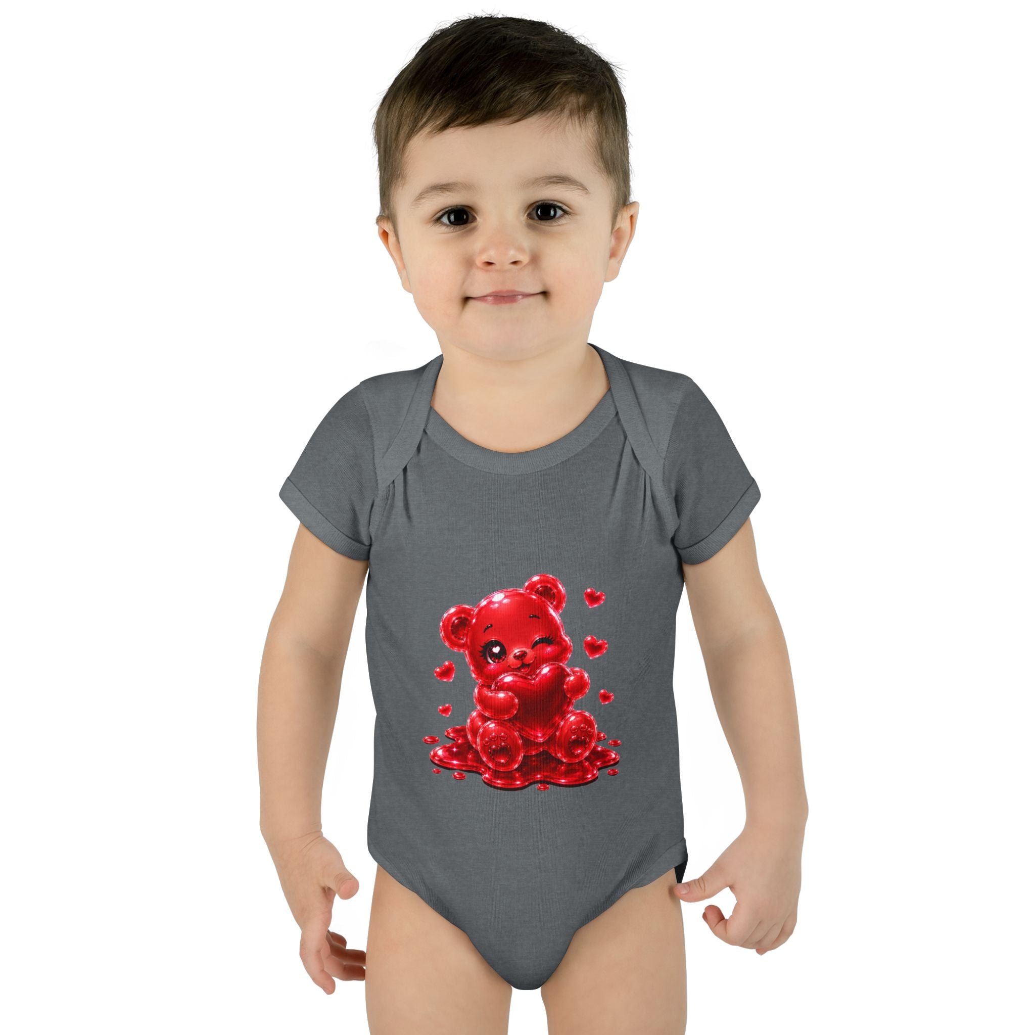 Special Red Heart Oozy Bear Baby Gummy Cutie Addition- Graphic Onesie