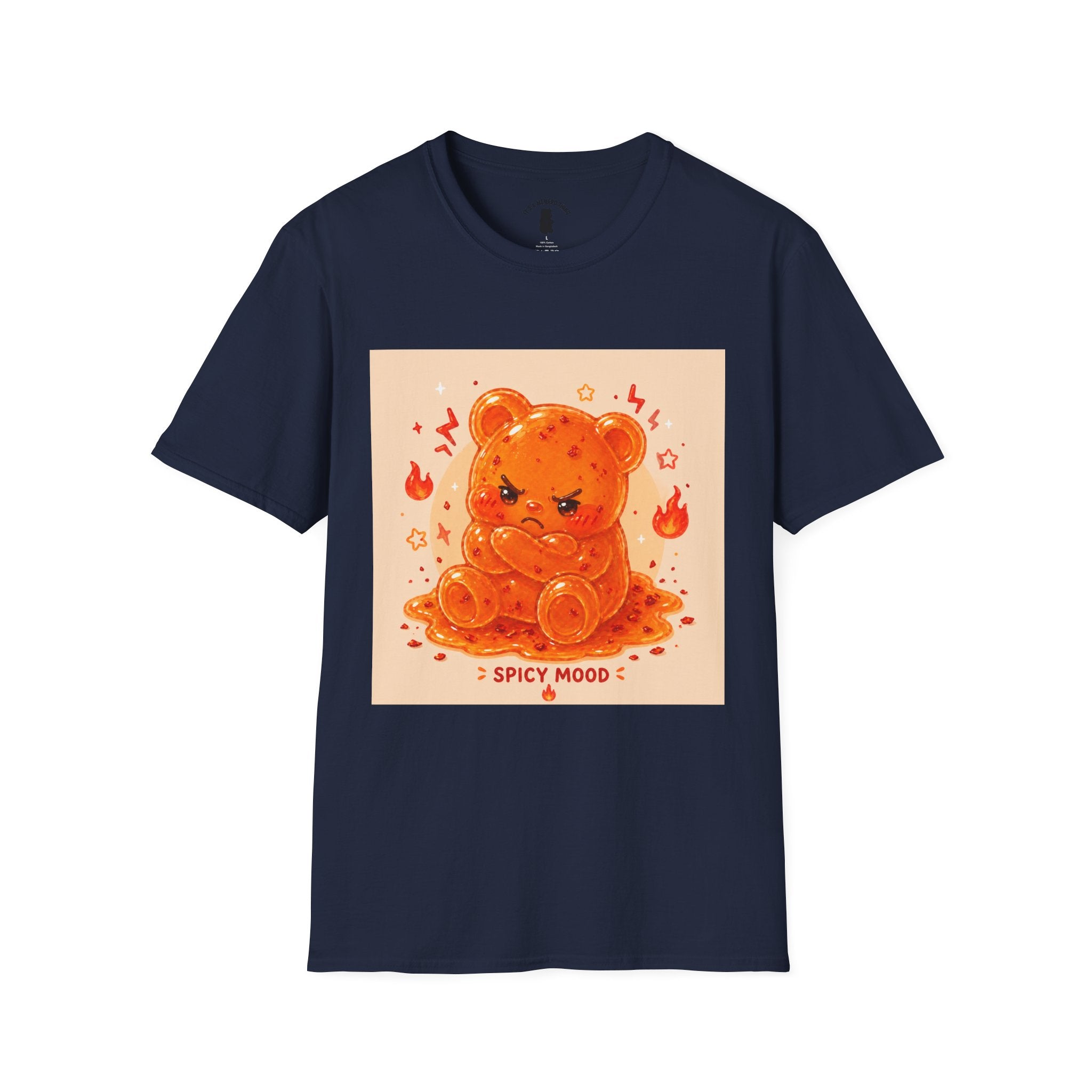 'Spicy Mood' Gooey Gummy Bear T-Shirt —Fiery Kawaii Graphic Tee