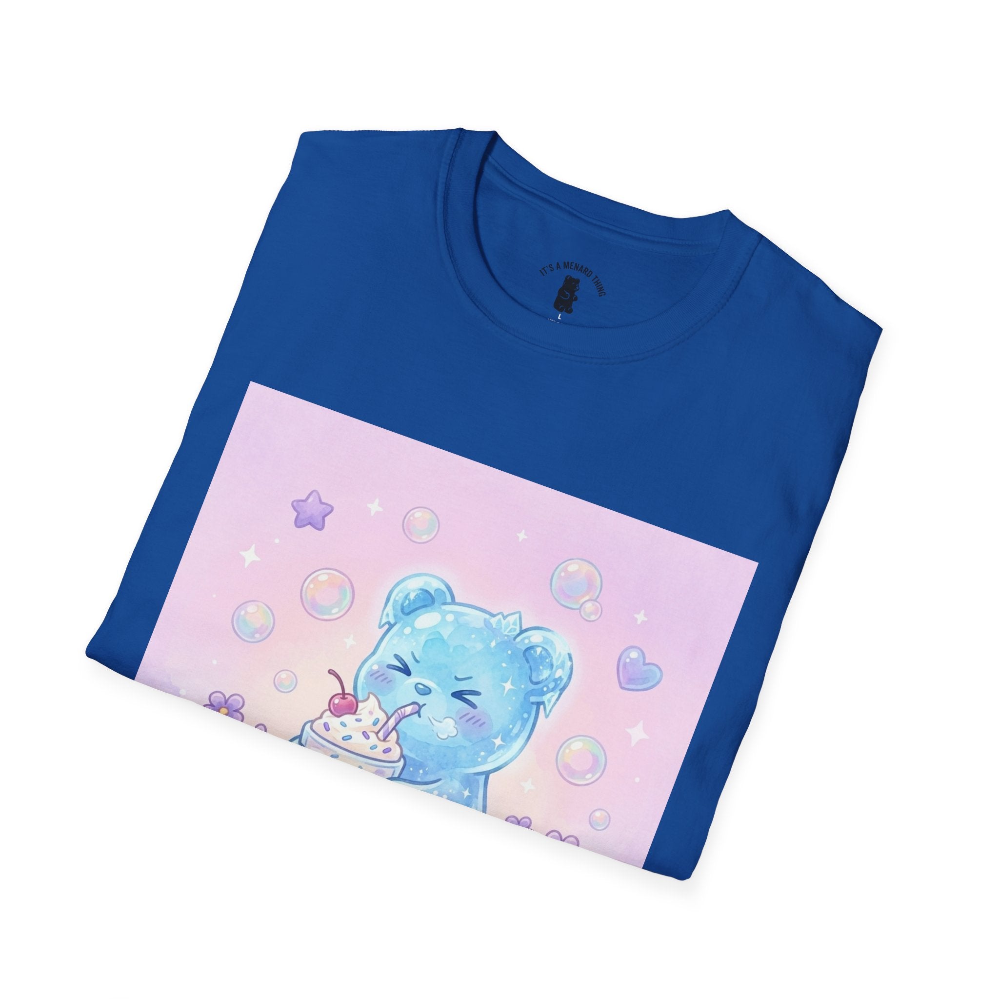 Cute Blue Iced Milkshake, Gooey Gummy Bear — Pastel Kawaii Graphic Tee
