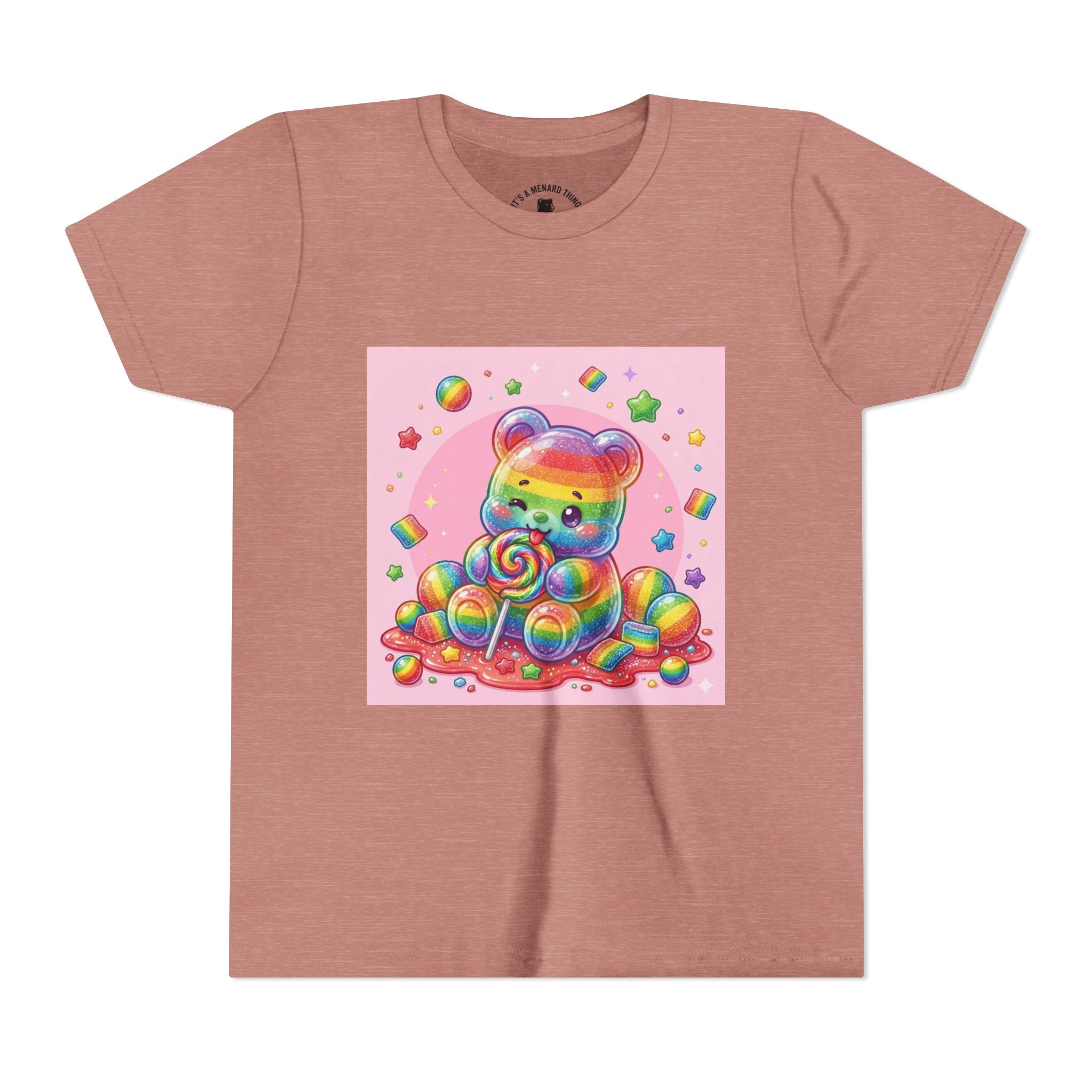 Rainbow Stripe Gooey Gummy Bear Youth T-Shirt