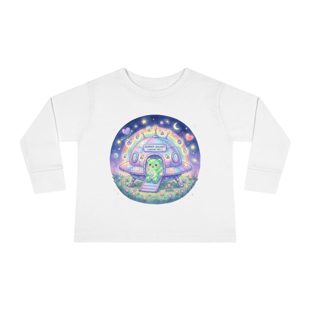 Cute Alien UFO Nightscape Oozy Bear Special- Graphic Long Sleeve Shirt
