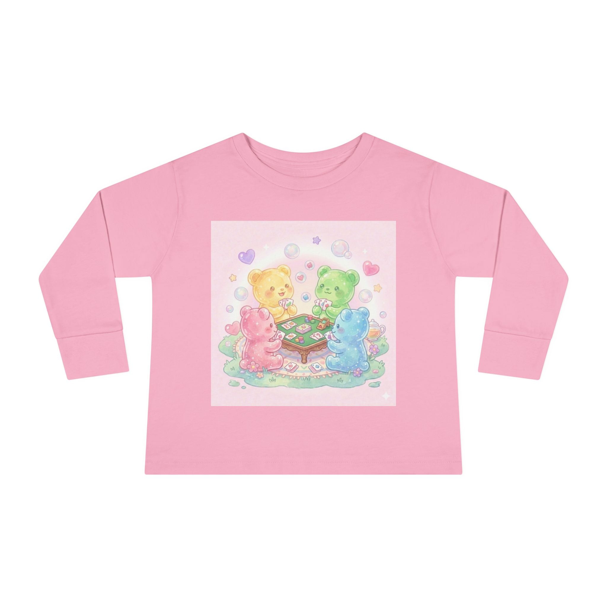 Playing Cards Together, Oozy Bear Friends Group- Graphic Long Sleeve Shirt