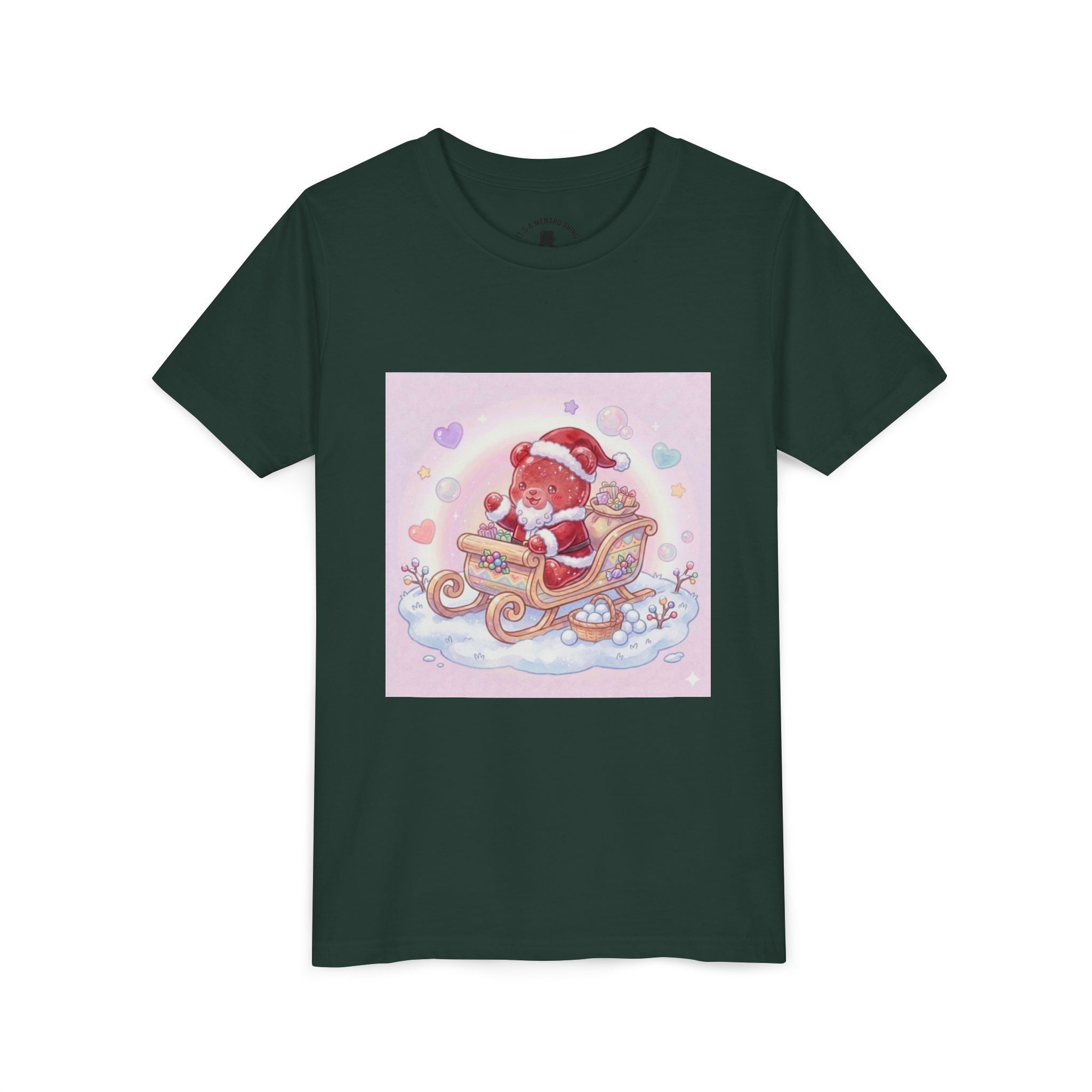 Cute Gooey Gummy Red Santa in Sleigh Holiday Shirt