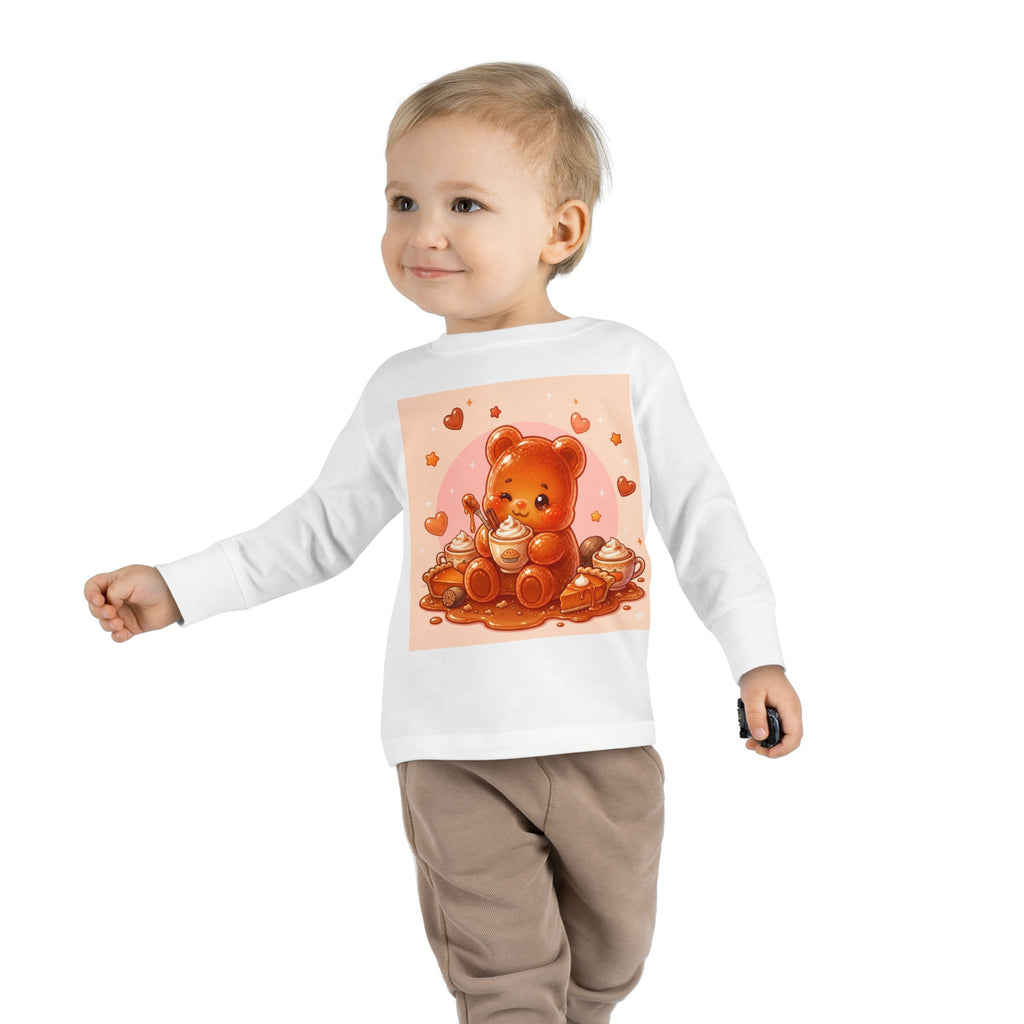 Sweet Pumpkin & Spiced Latte, Oozy Bear Gummy Friend- Kids Graphic Long Sleeve Shirt