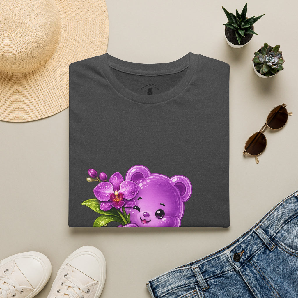 Beautiful Orchid, Purple Oozy Bear Floral Special Gummy Friend- Graphic Shirt