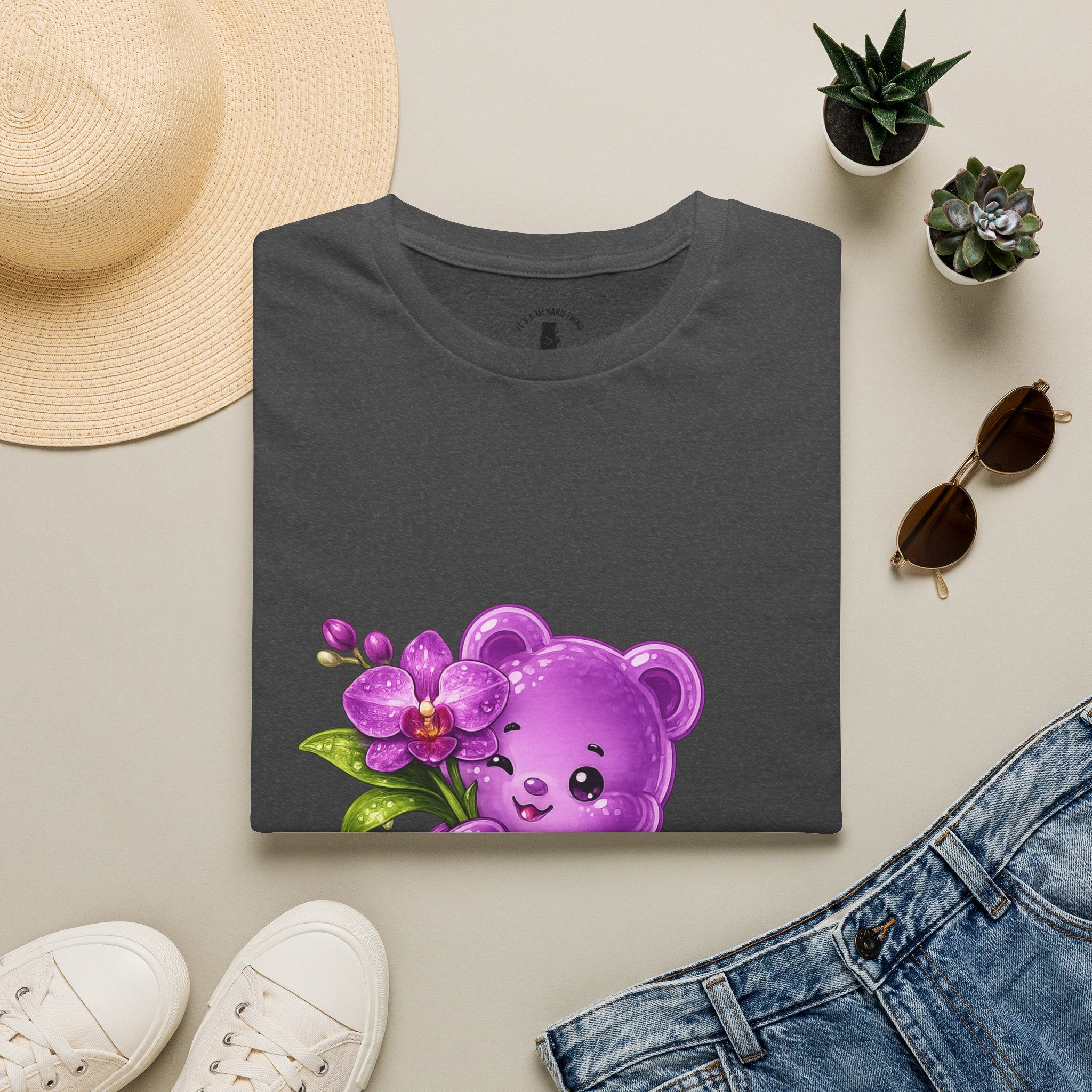 Beautiful Orchid, Purple Oozy Bear Floral Special Gummy Friend- Graphic Shirt