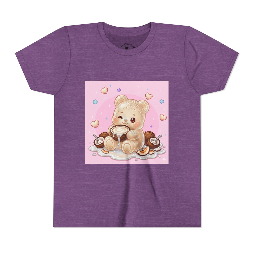 Gooey Gummy Coconut Milk Bear Kids T-Shirt (Pink Hearts)