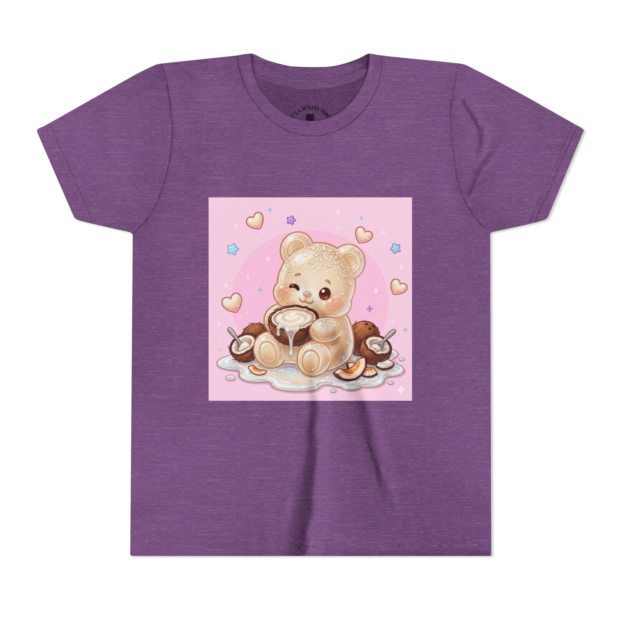 Gooey Gummy Coconut Milk Bear Kids T-Shirt (Pink Hearts)