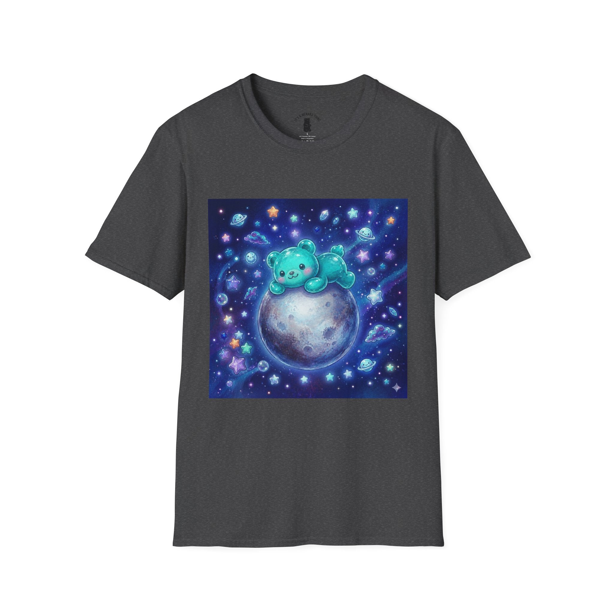 Lets Nap with Pluto, Teal Crystal Blue Gooey Gummy Bear- Kawaii Graphic T-Shirt