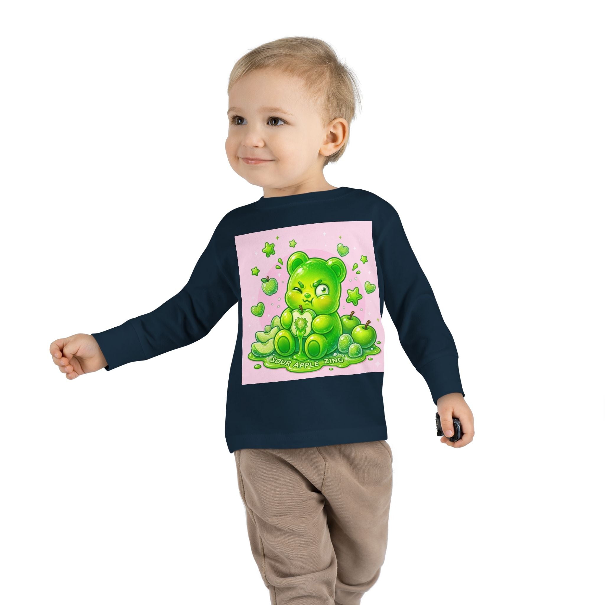 Green Sour Apple, Oozy Gummy Bear Friends- Kids Long Sleeve Shirt