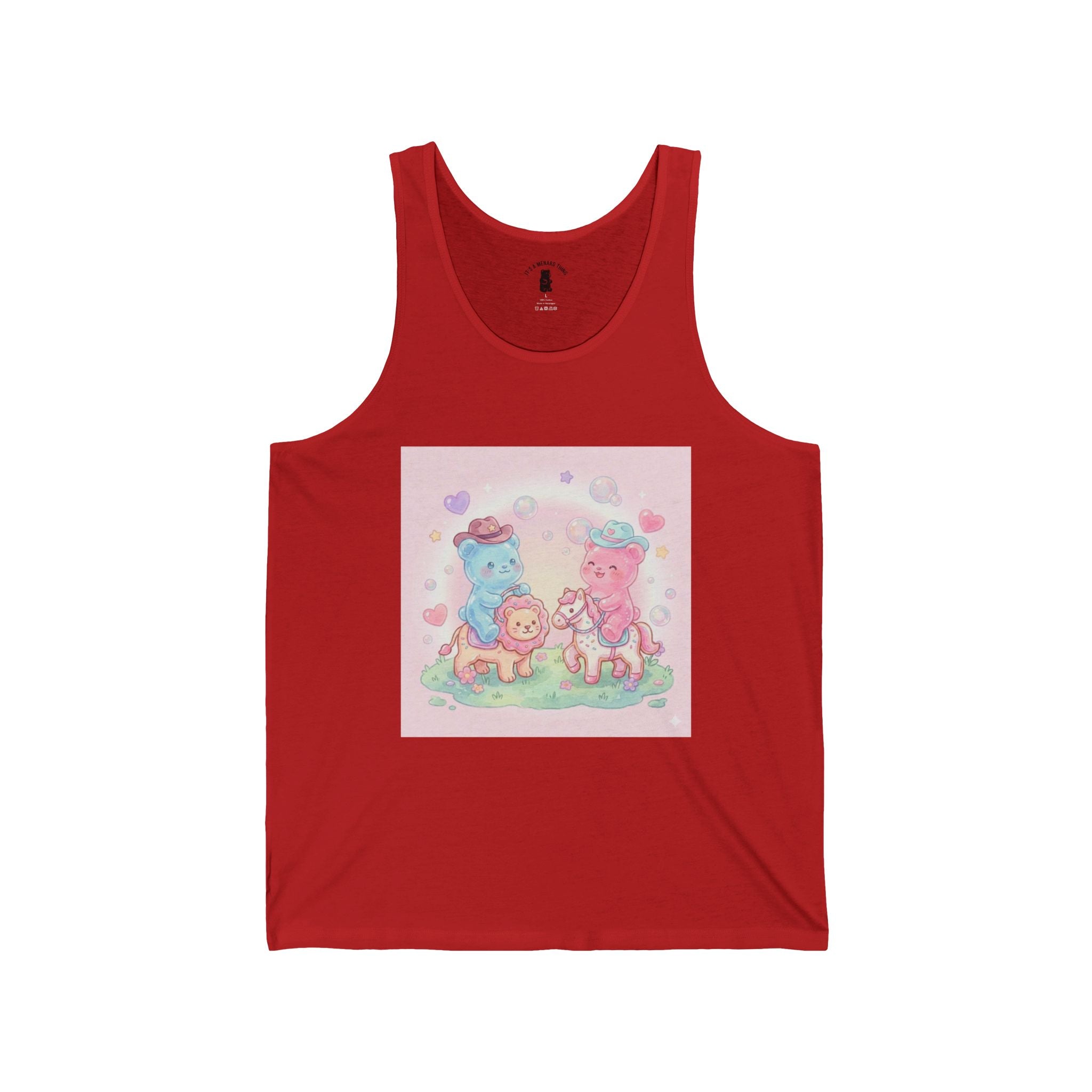 Rodeo Animal Cracker Cowboys, Gooey Gummy Bear Friends — Kawaii Graphic Tank Top