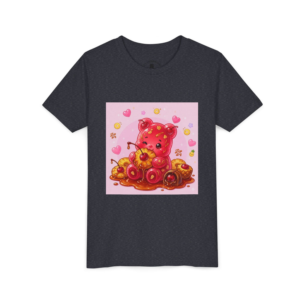 Cherry & Pineapple Gooey Gummy Bear Heart Graphic Youth T-Shirt