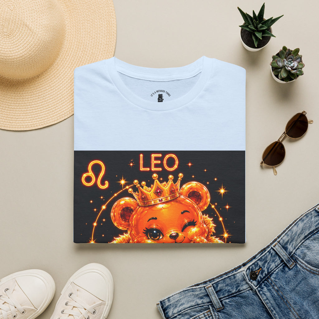 Leo Zodiac Crowned Oozy Bear Friend Astrology- Graphic Shirt