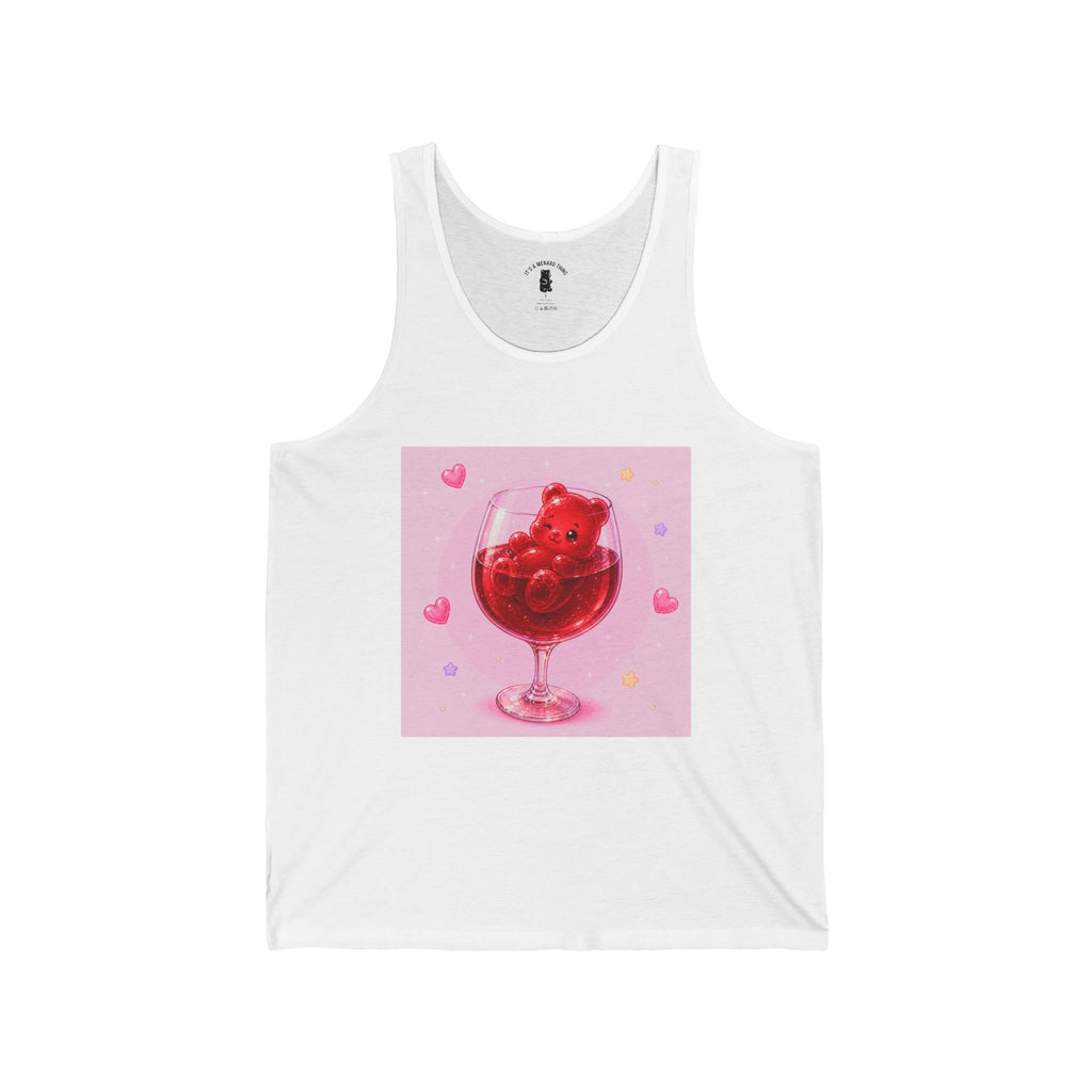 Cute Gummy Bear Wine Glass Tank Top — Sweet Valentine Bubblegum Graphic
