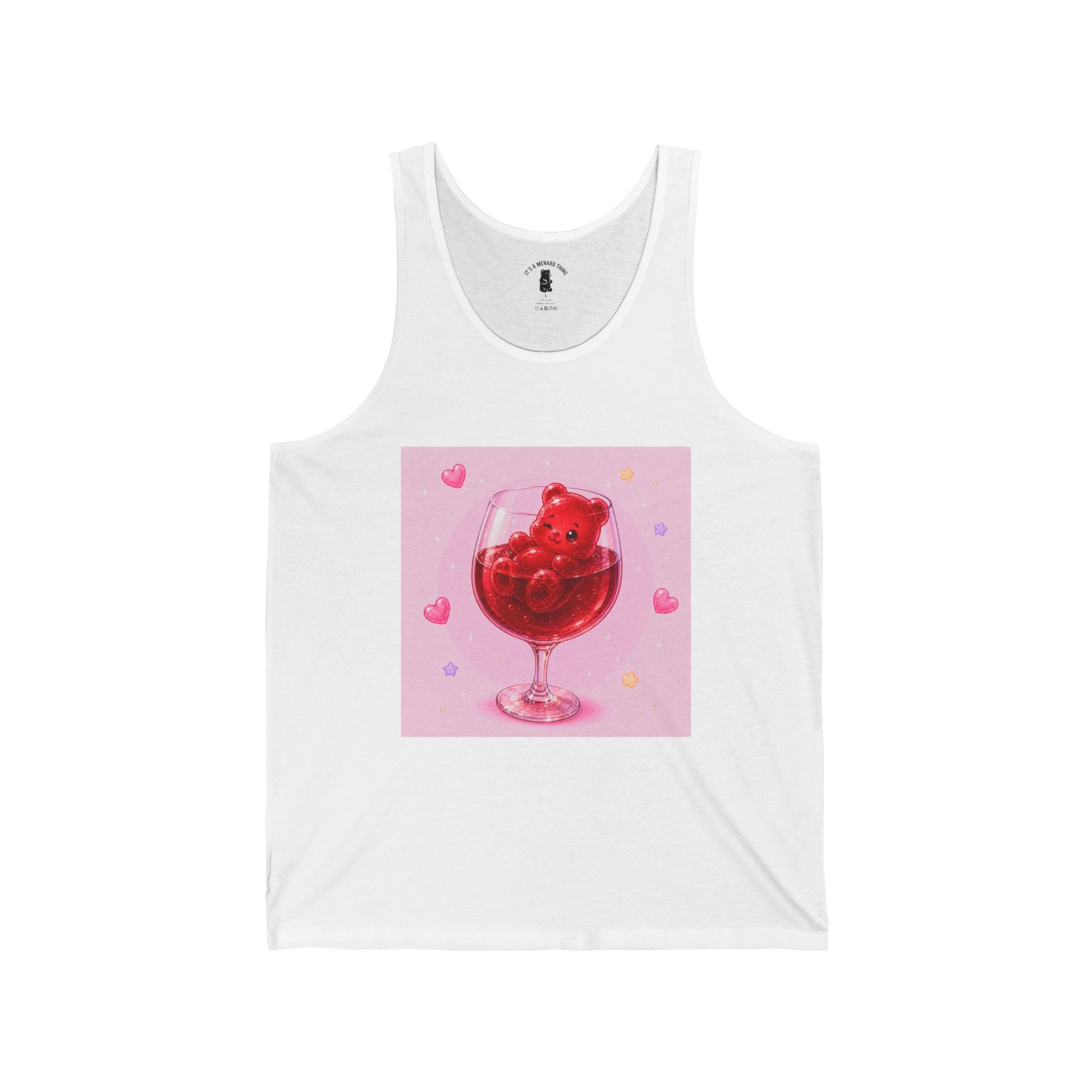 Cute Gummy Bear Wine Glass Tank Top — Sweet Valentine Bubblegum Graphic