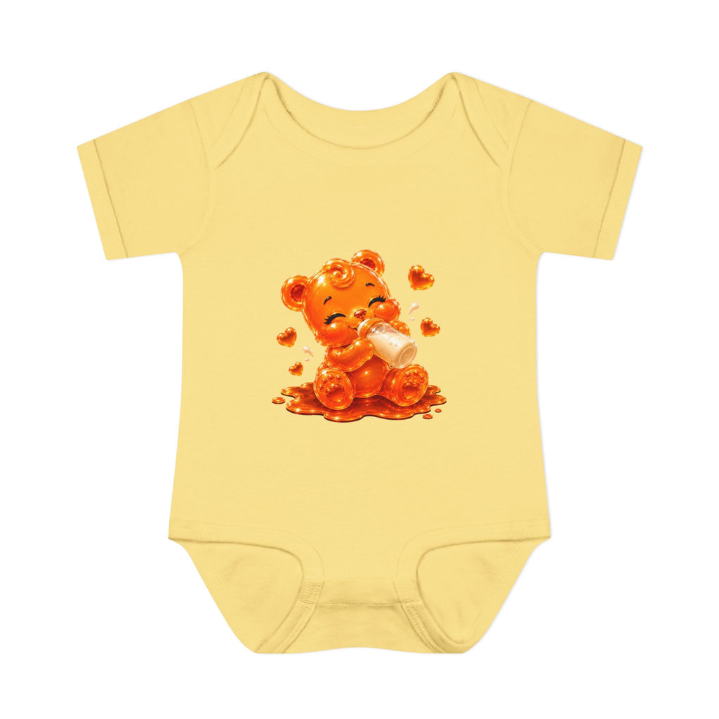 Yummy, Yummy Milk Time Orange Oozy Baby Gummy Bear Cutie Addition- Graphic Onesie
