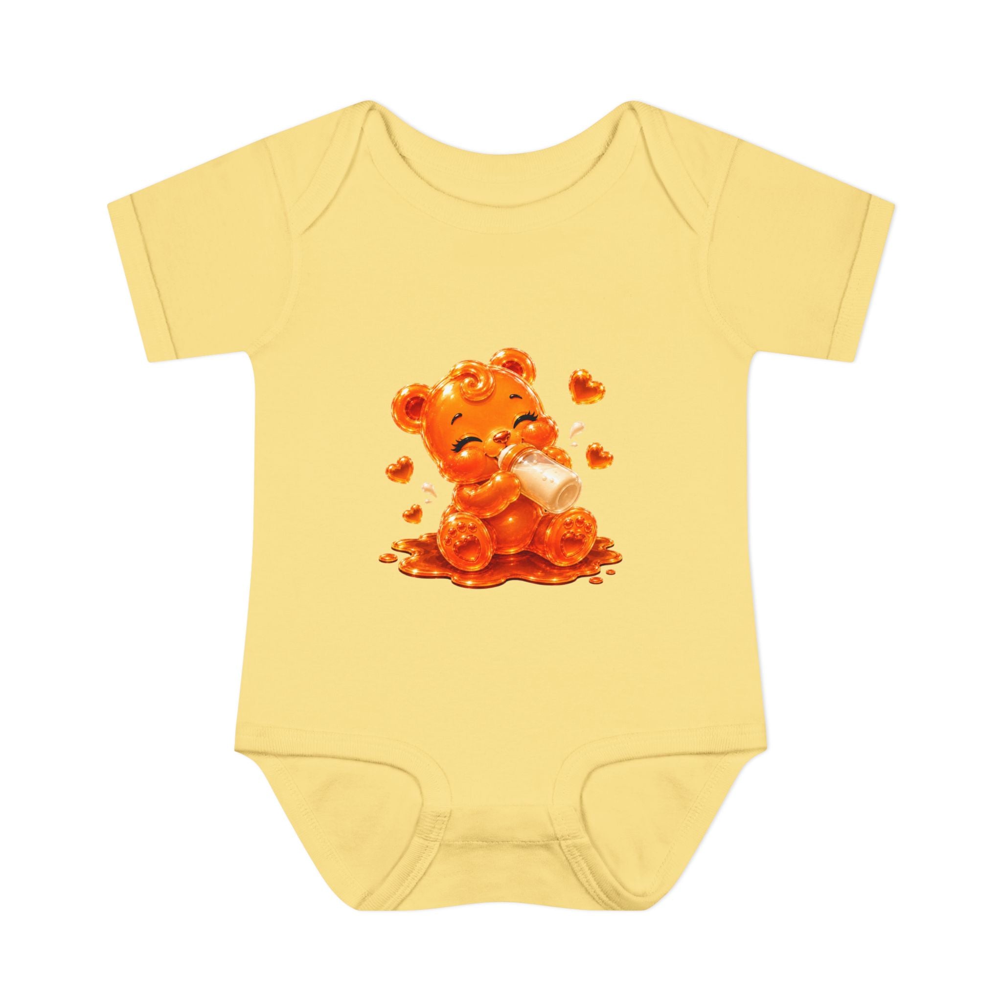 Yummy, Yummy Milk Time Orange Oozy Baby Gummy Bear Cutie Addition- Graphic Onesie